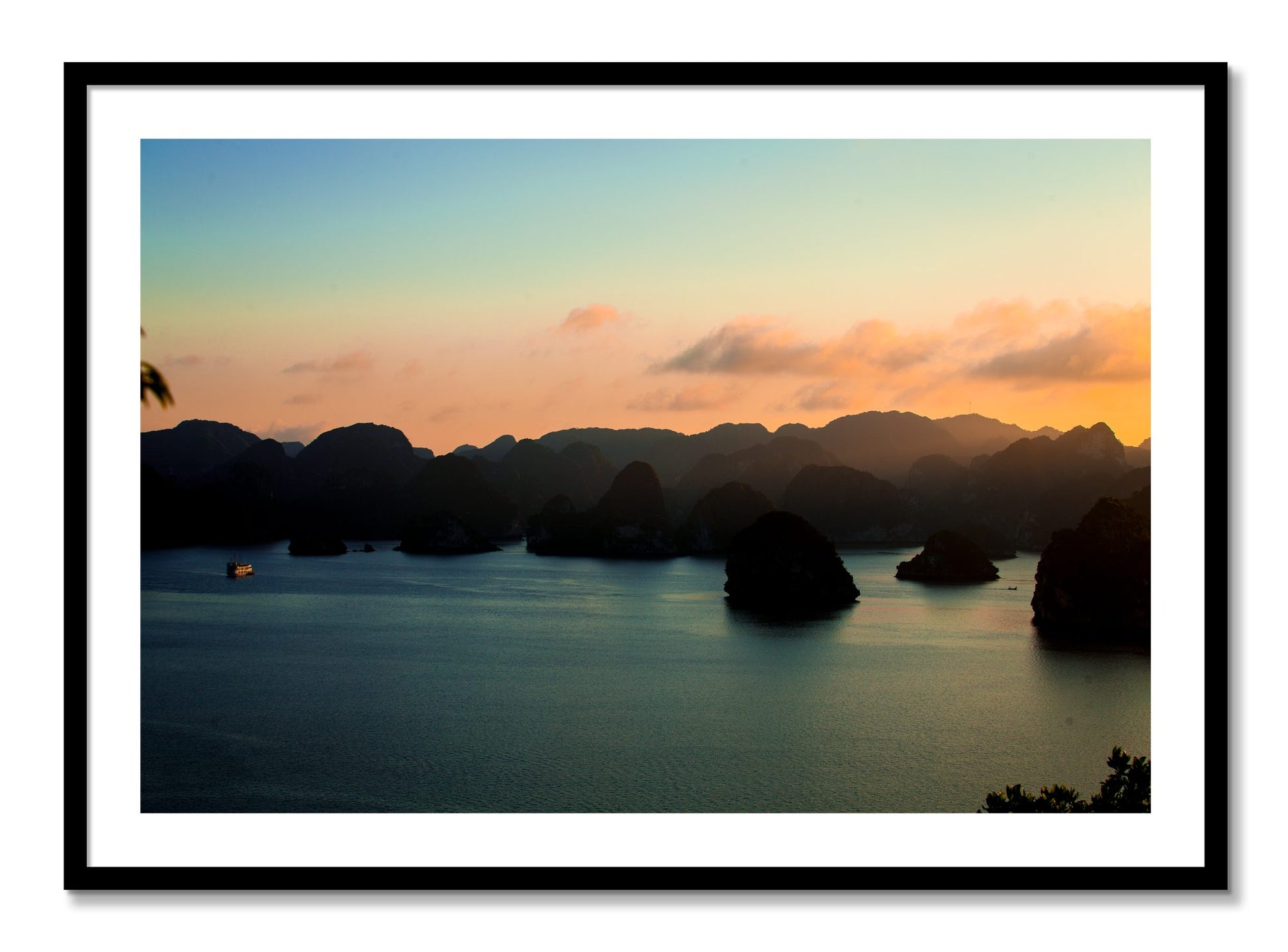 Framed photograph of Dusk At Sea by Dylan Ozanich, Black frame, Borders
