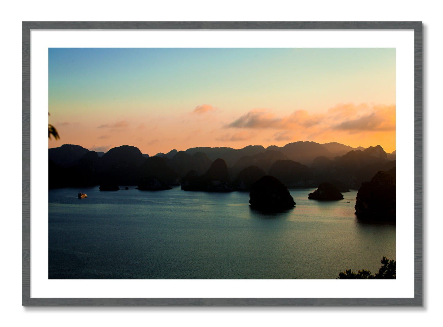 Framed photograph of Dusk At Sea by Dylan Ozanich, Grey frame, Borders