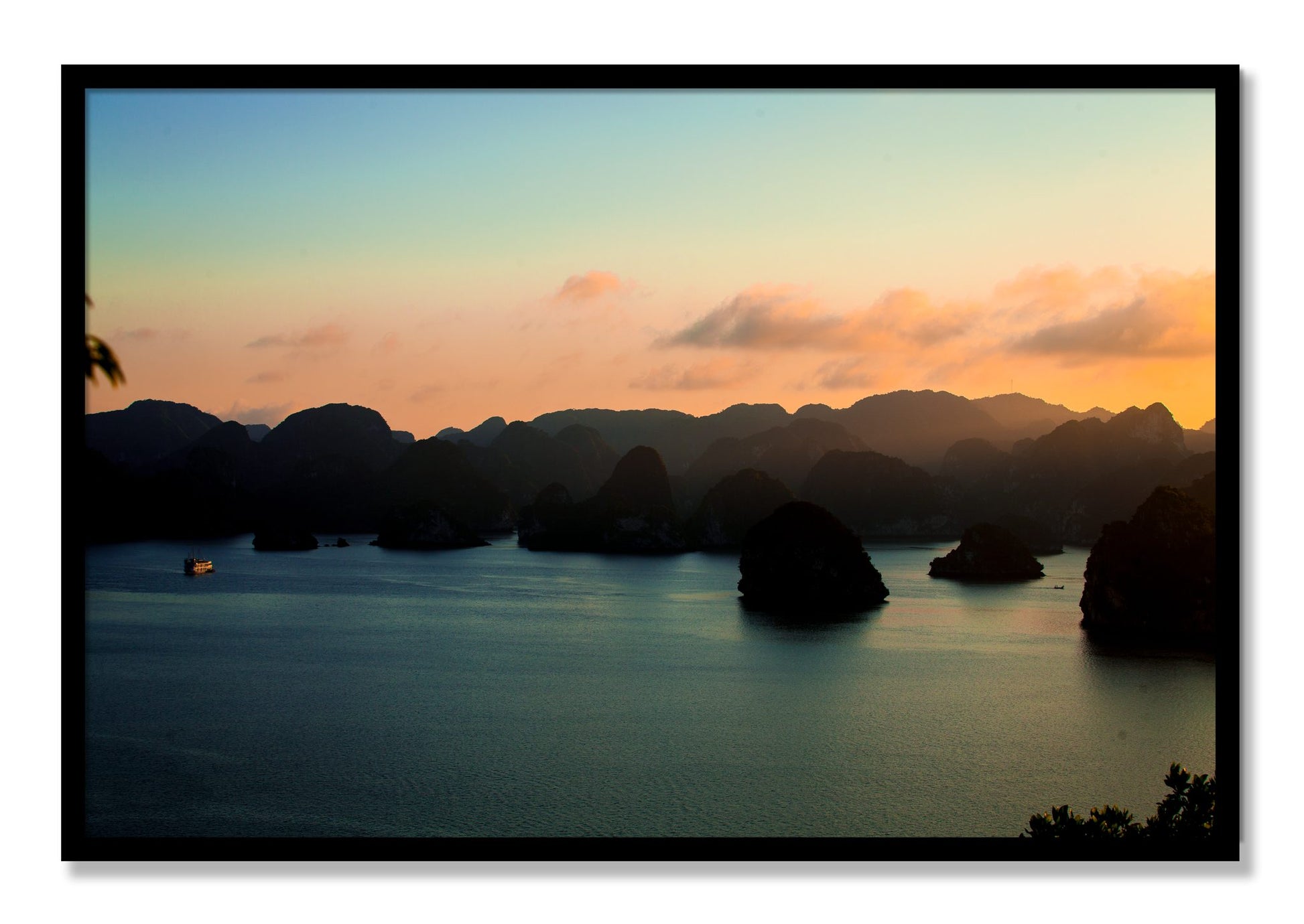 Framed photograph of Dusk At Sea by Dylan Ozanich, Black frame, Full Bleed
