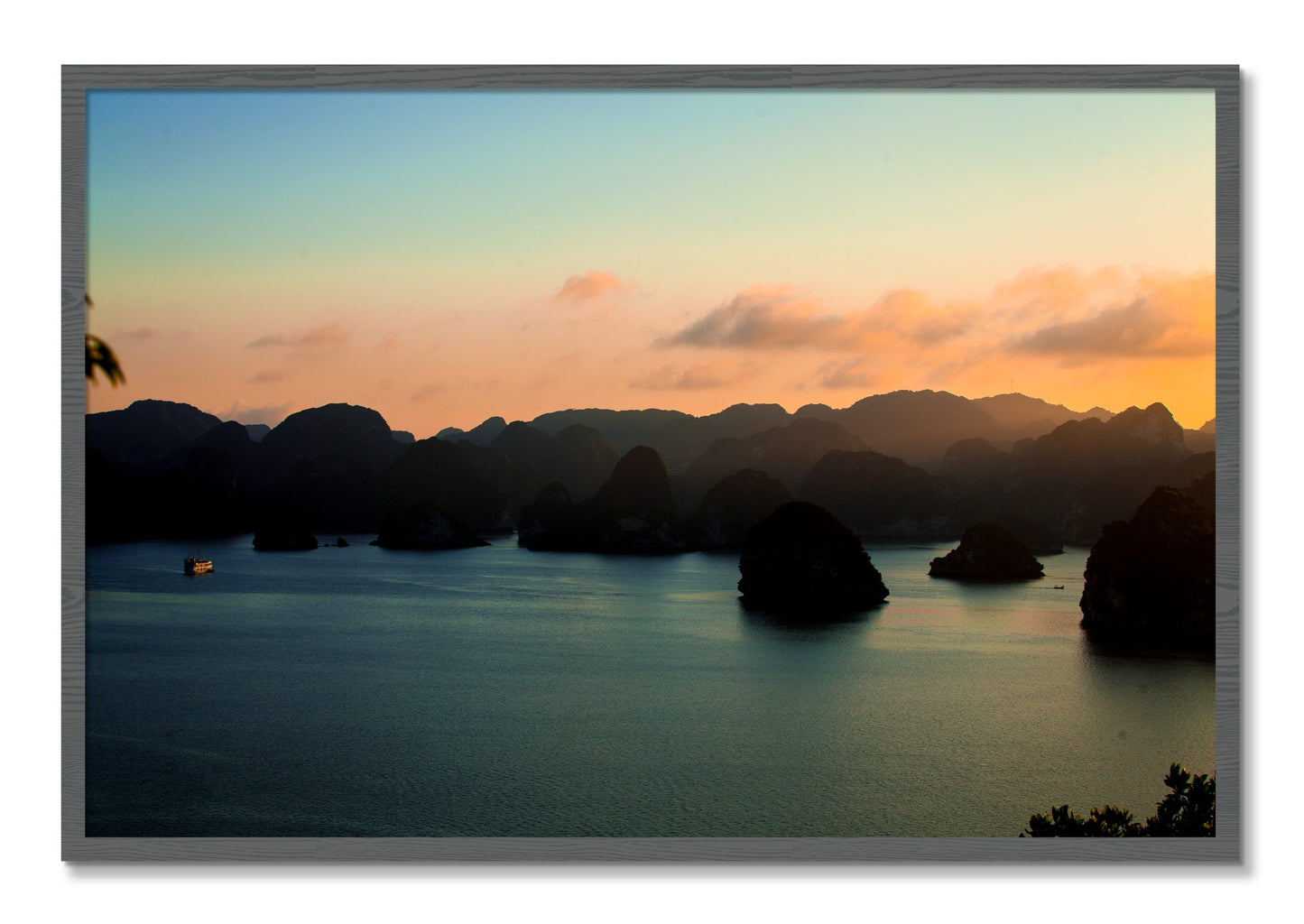 Framed photograph of Dusk At Sea by Dylan Ozanich, Grey frame, Full Bleed