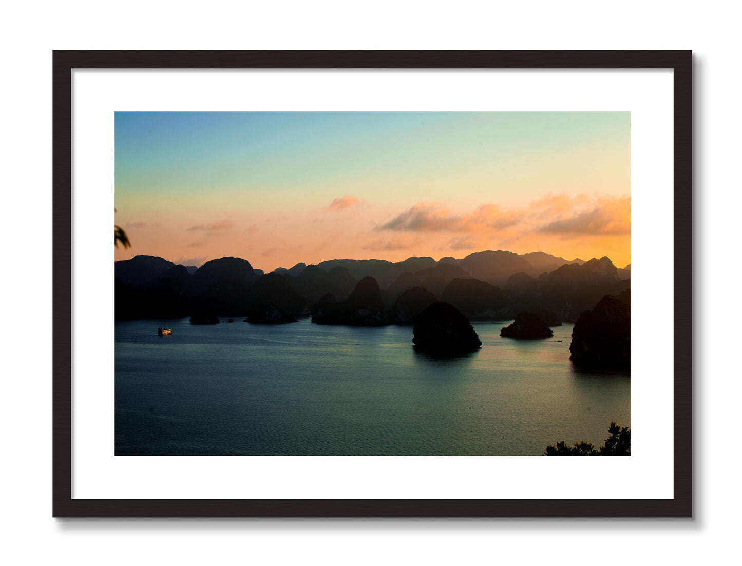 Framed photograph of Dusk At Sea by Dylan Ozanich, Black frame, Borders