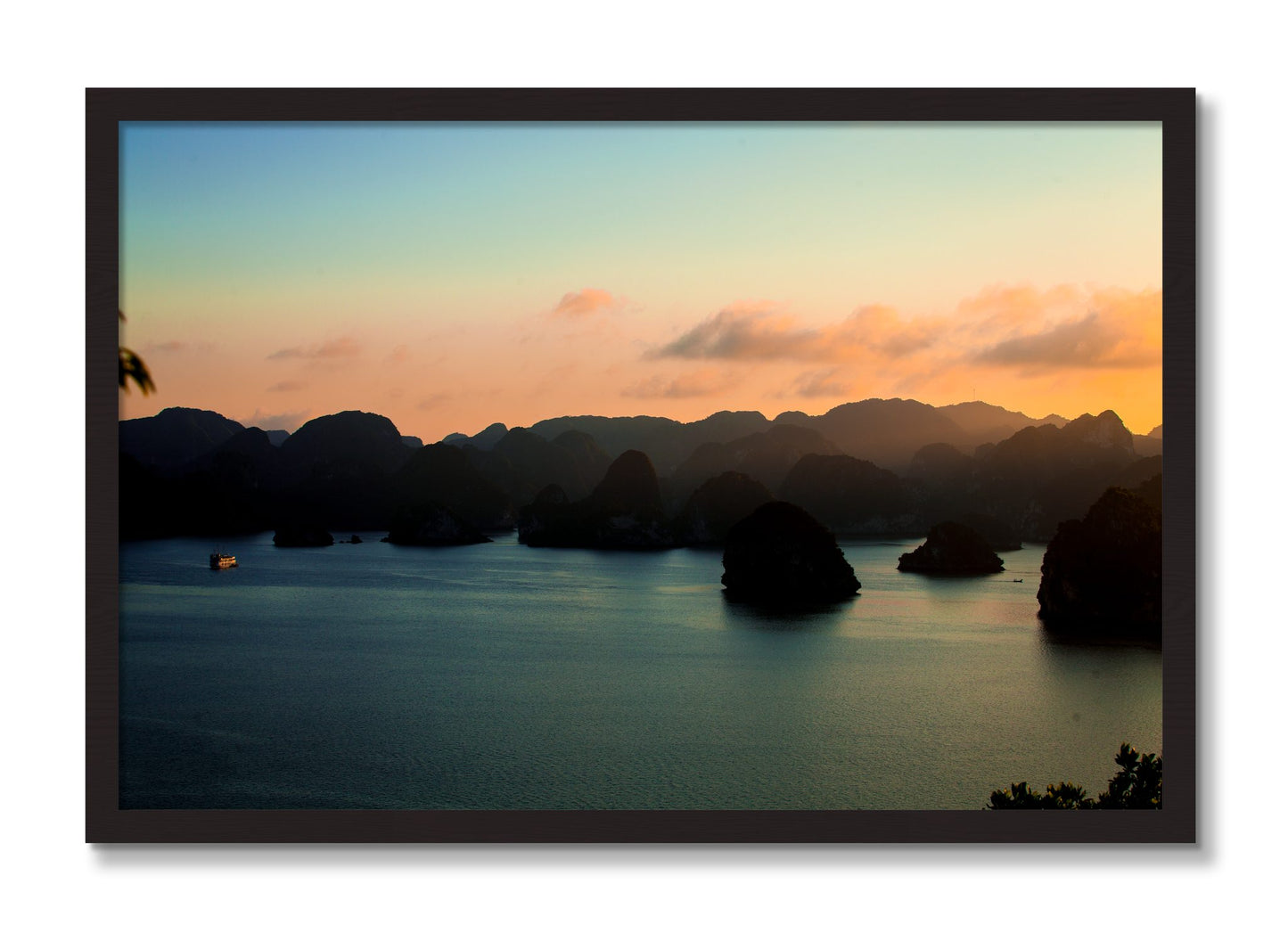 Framed photograph of Dusk At Sea by Dylan Ozanich, Black Walnut frame, Full Bleed