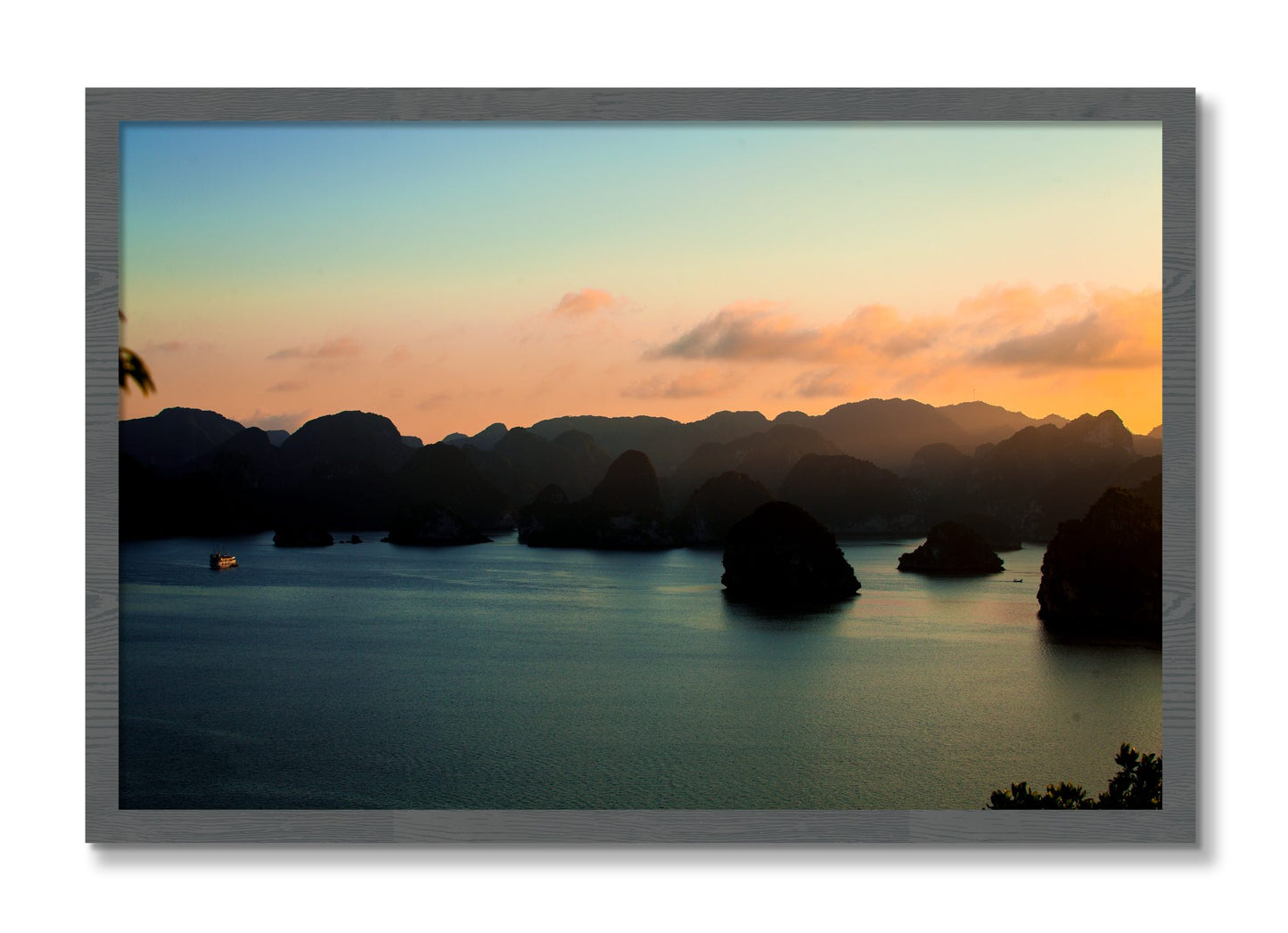 Framed photograph of Dusk At Sea by Dylan Ozanich, Grey frame, Full Bleed