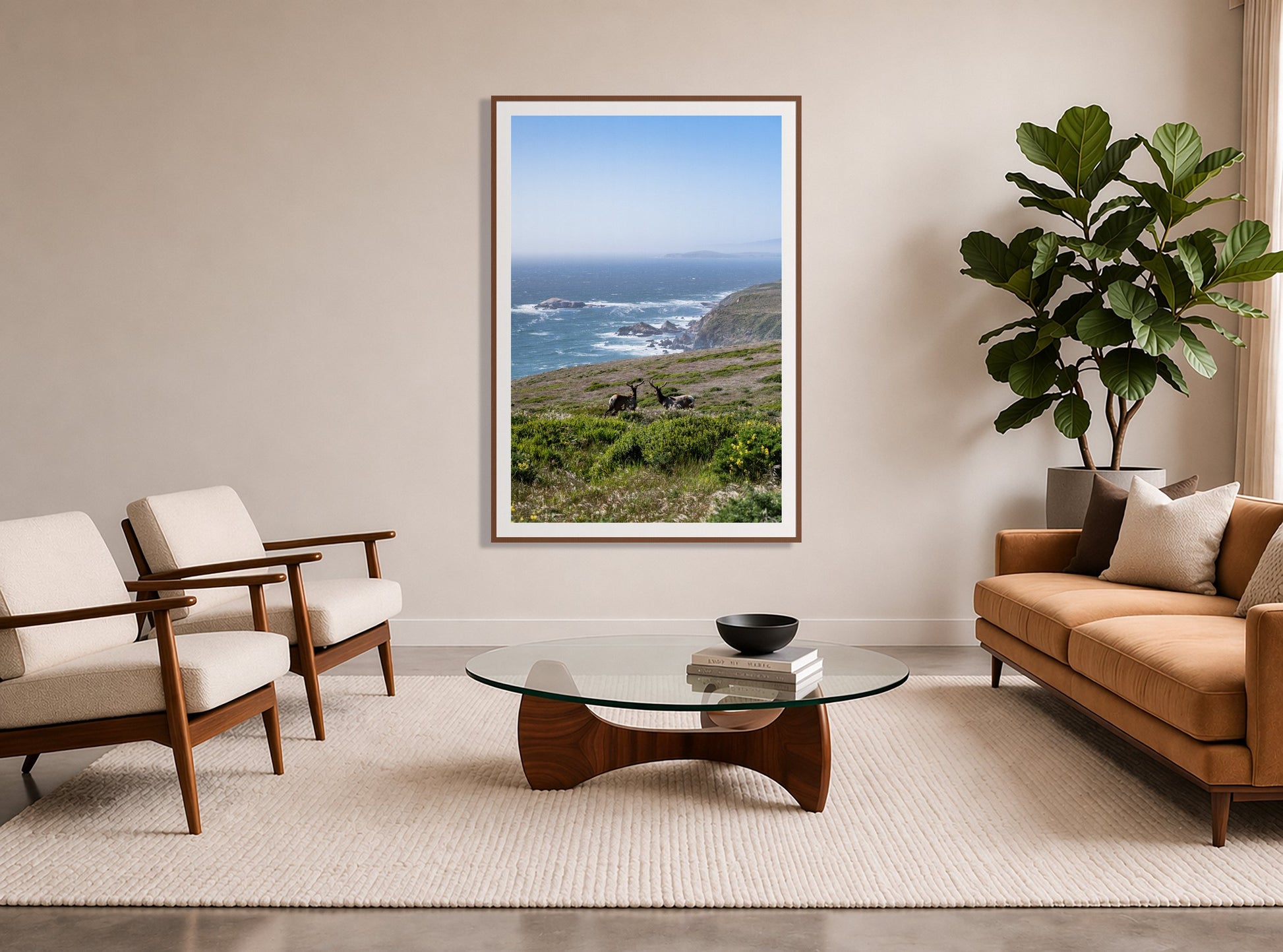 Framed photograph of Elk On The Bluff by Dylan Ozanich displayed on a wall