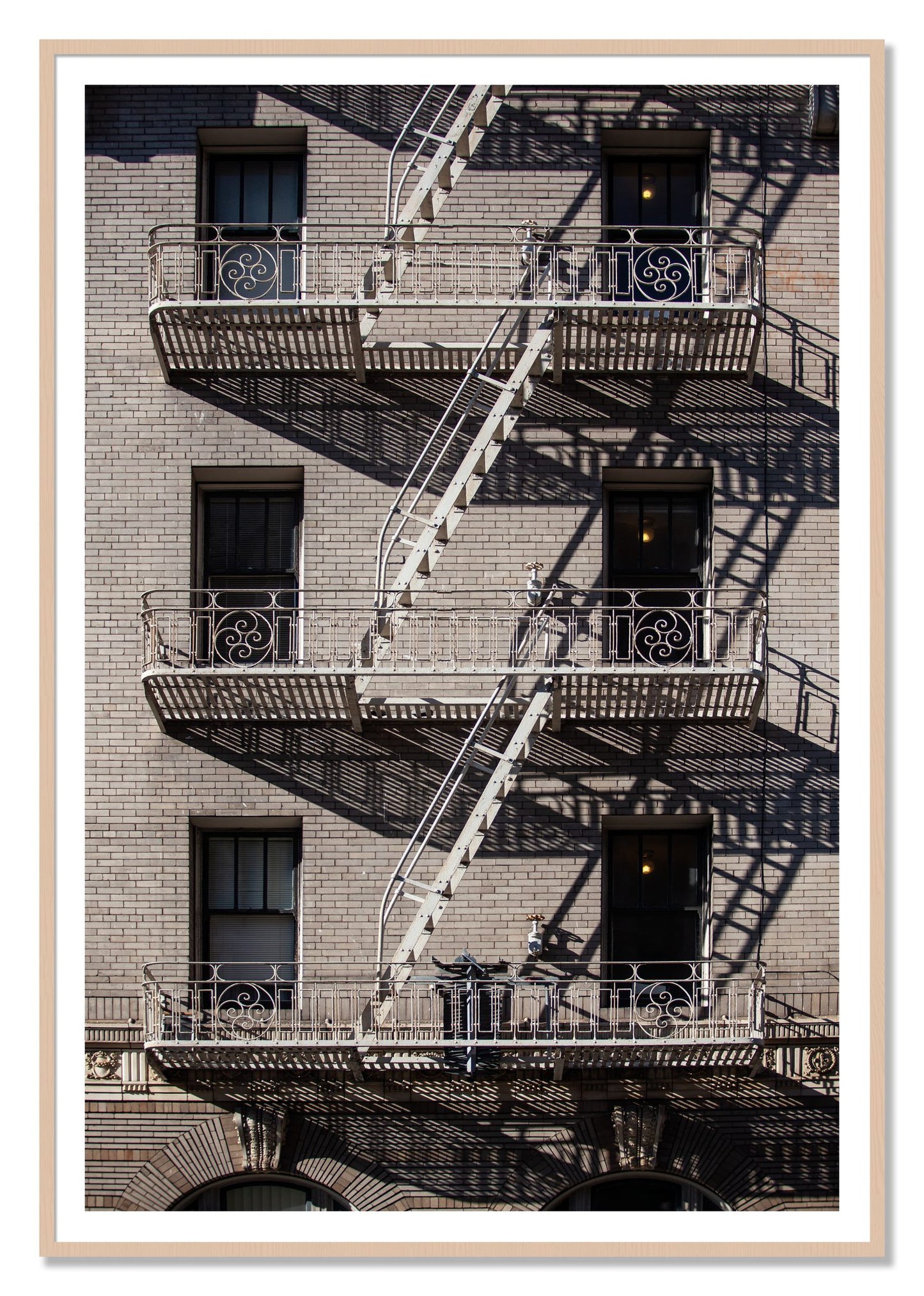 Escape by Dylan Ozanich, 48×72 print with a White Border in a Maple frame