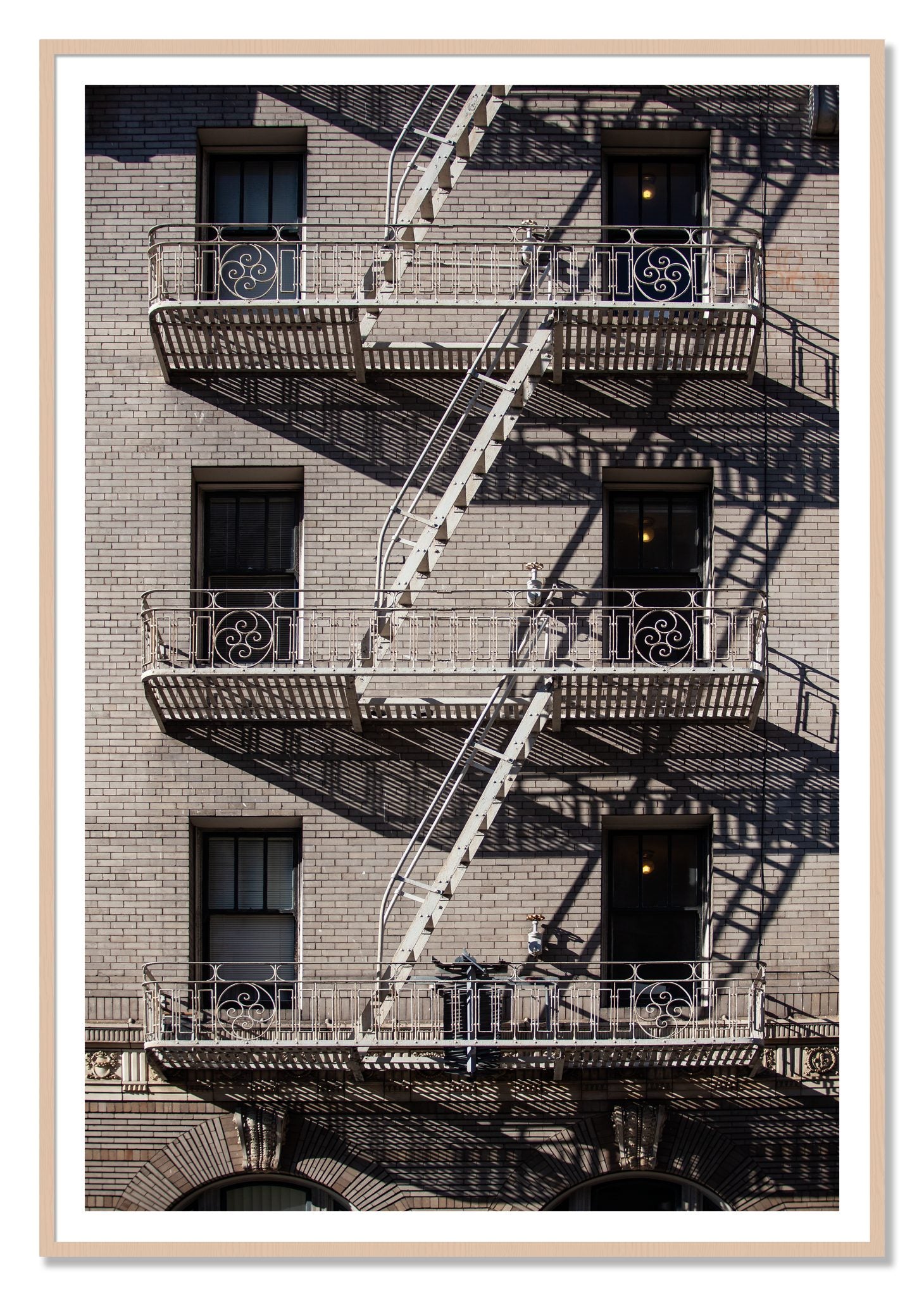 Escape by Dylan Ozanich, 48×72 print with a White Border in a Maple frame