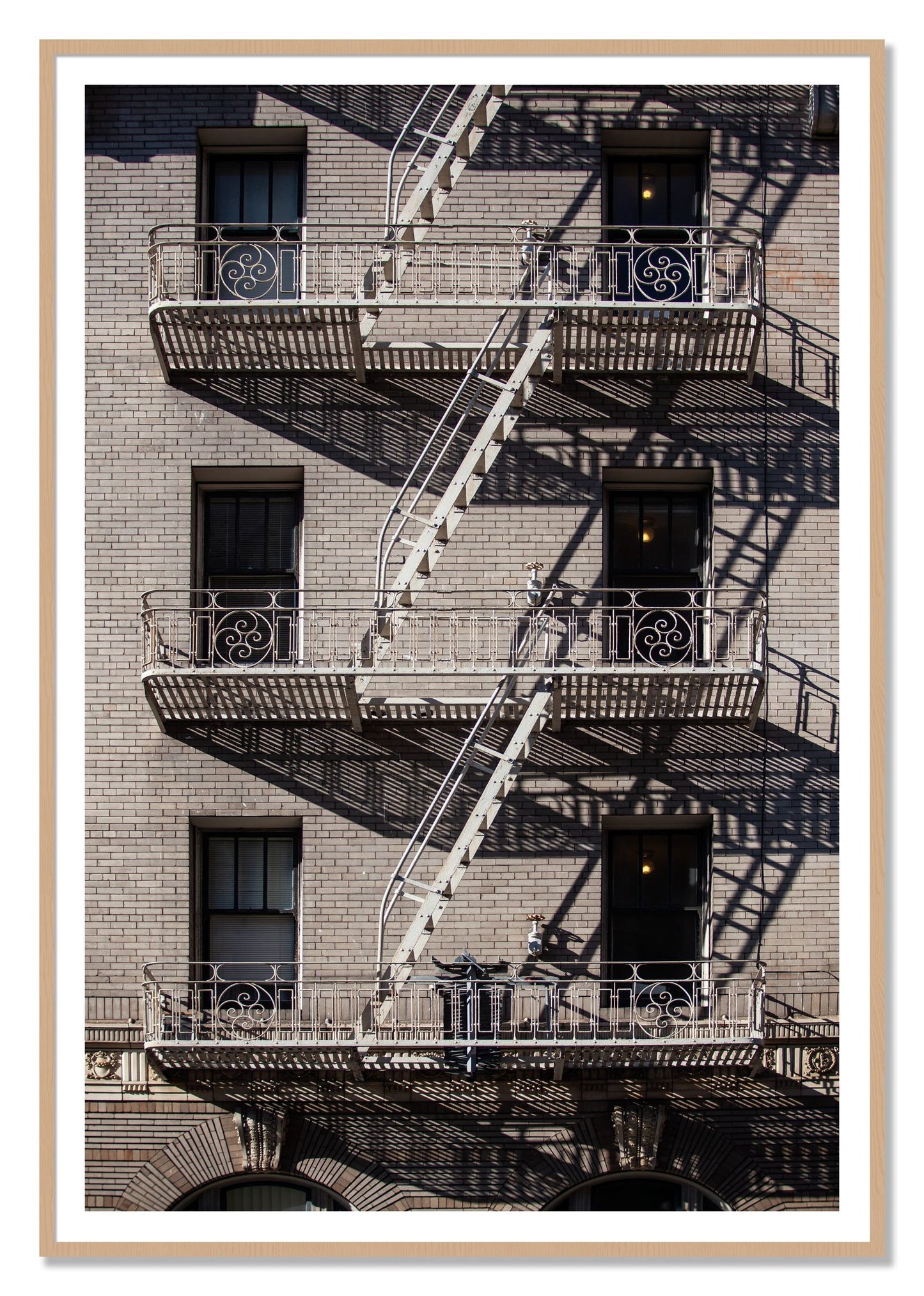 Escape by Dylan Ozanich, 48×72 print with a White Border in an Oak frame