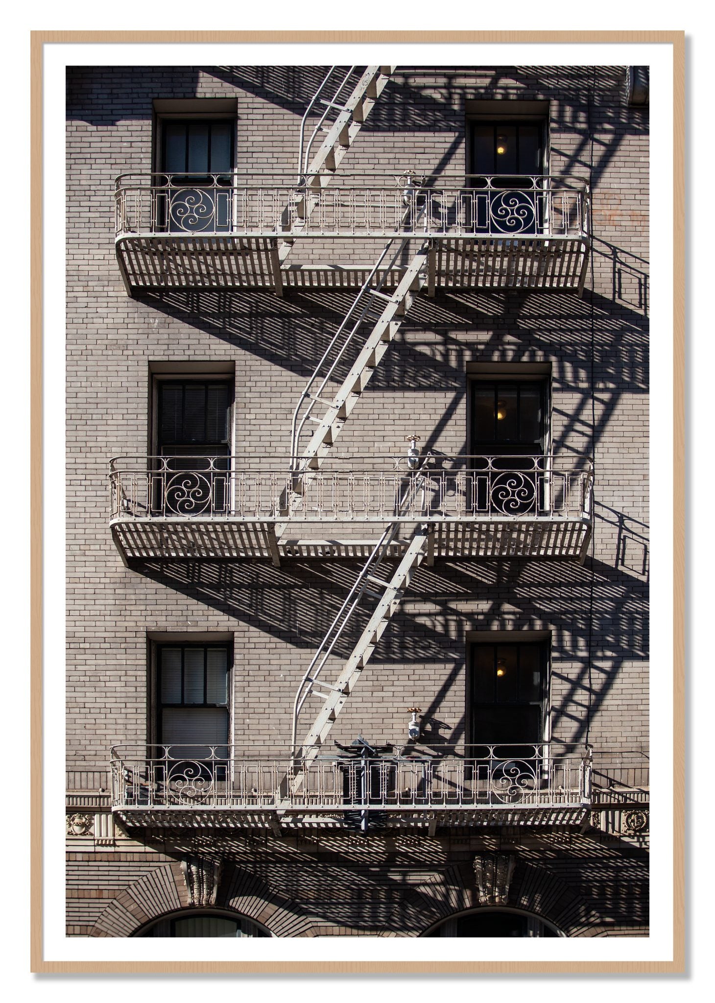 Escape by Dylan Ozanich, 48×72 print with a White Border in an Oak frame