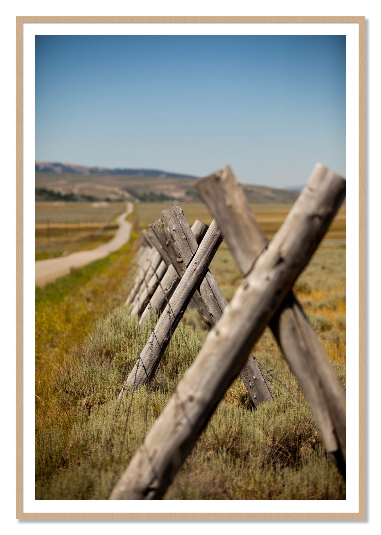 Exit Zero by Dylan Ozanich, 48×72 print with a White Border in an Oak frame