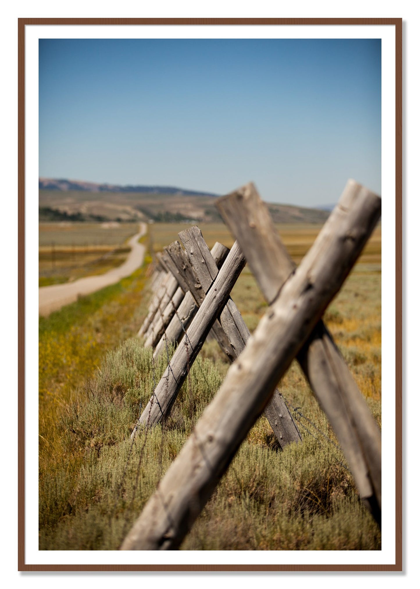 Exit Zero by Dylan Ozanich, 48×72 print with a White Border in a Walnut frame