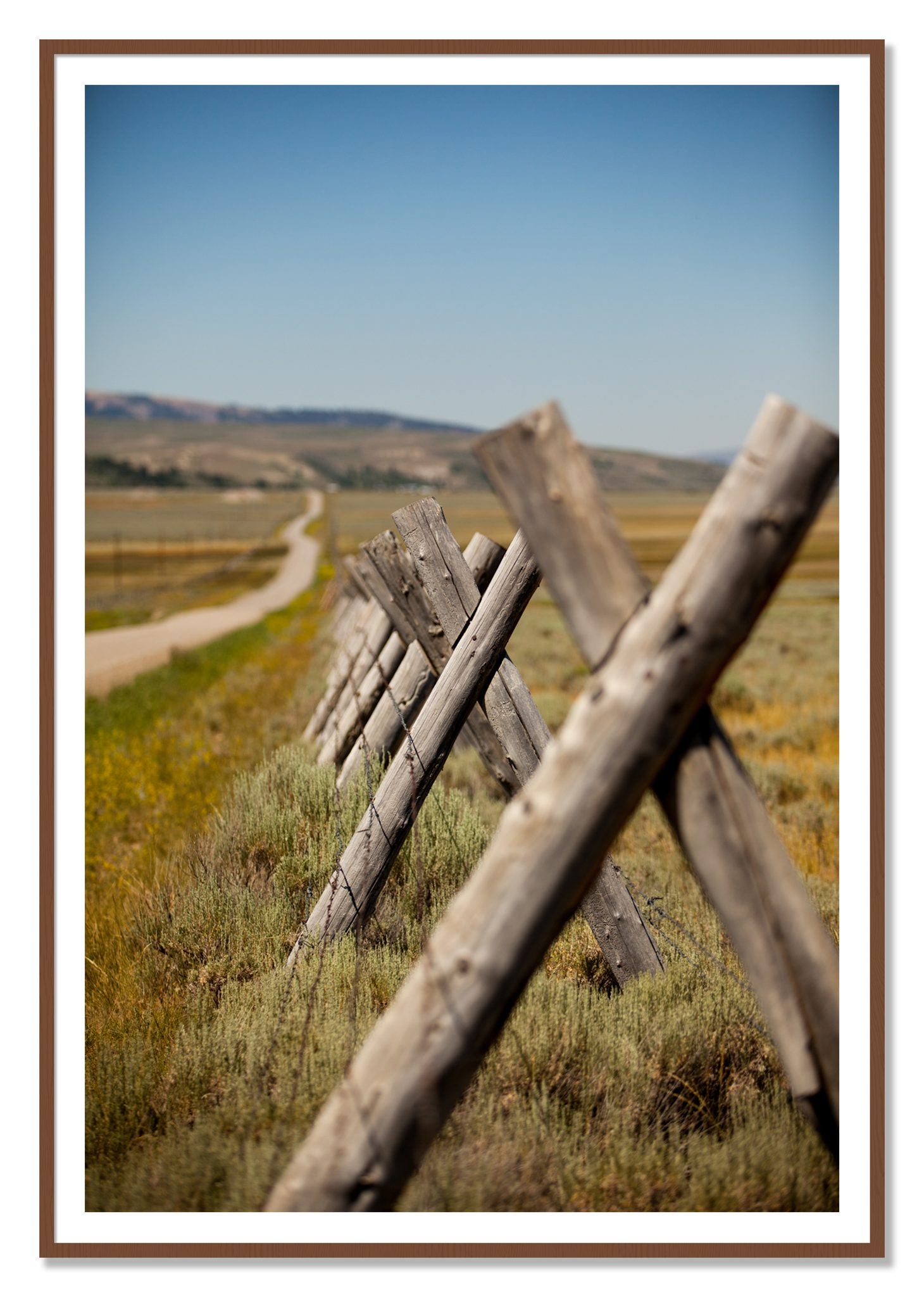 Exit Zero by Dylan Ozanich, 48×72 print with a White Border in a Walnut frame