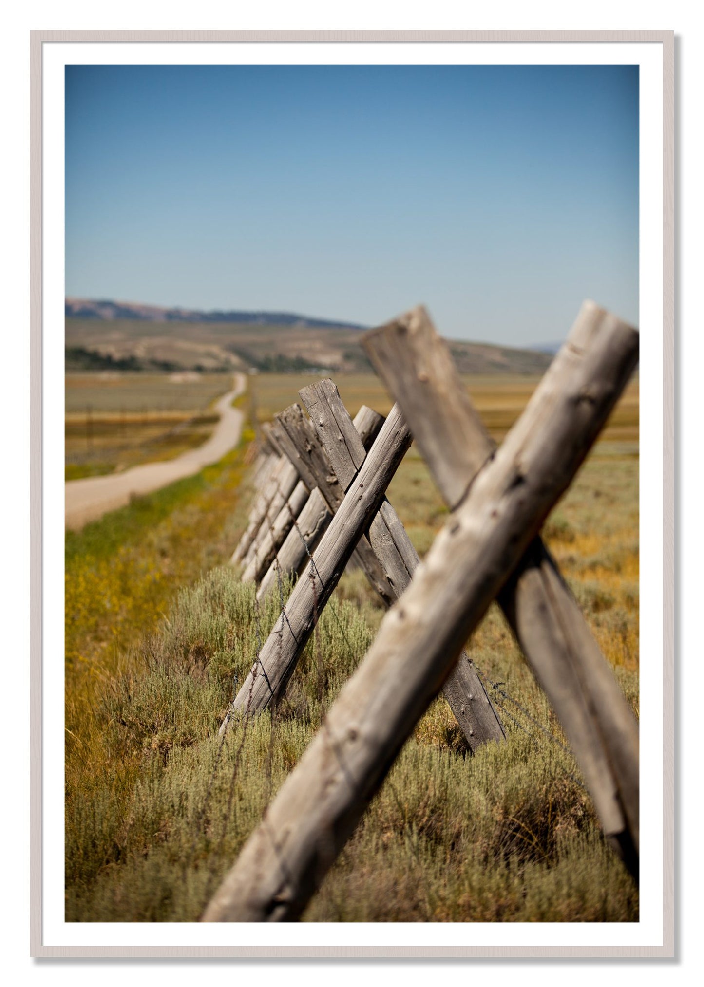 Exit Zero by Dylan Ozanich, 48×72 print with a White Border in a White Maple frame