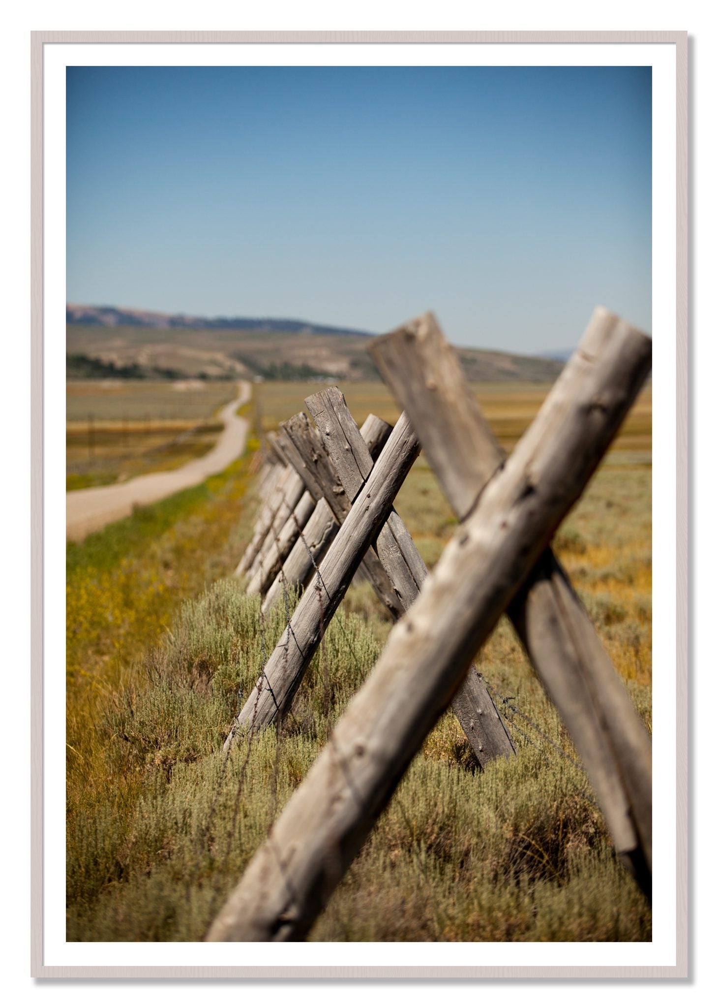 Exit Zero by Dylan Ozanich, 48×72 print with a White Border in a White Maple frame