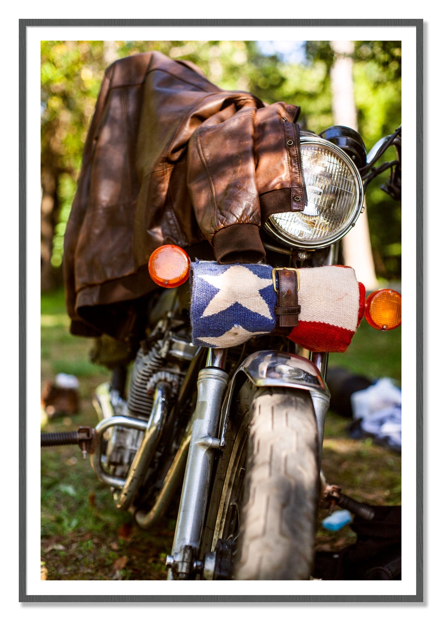 Finding Main Street by Dylan Ozanich, 48×72 print with a White Border in a Grey frame