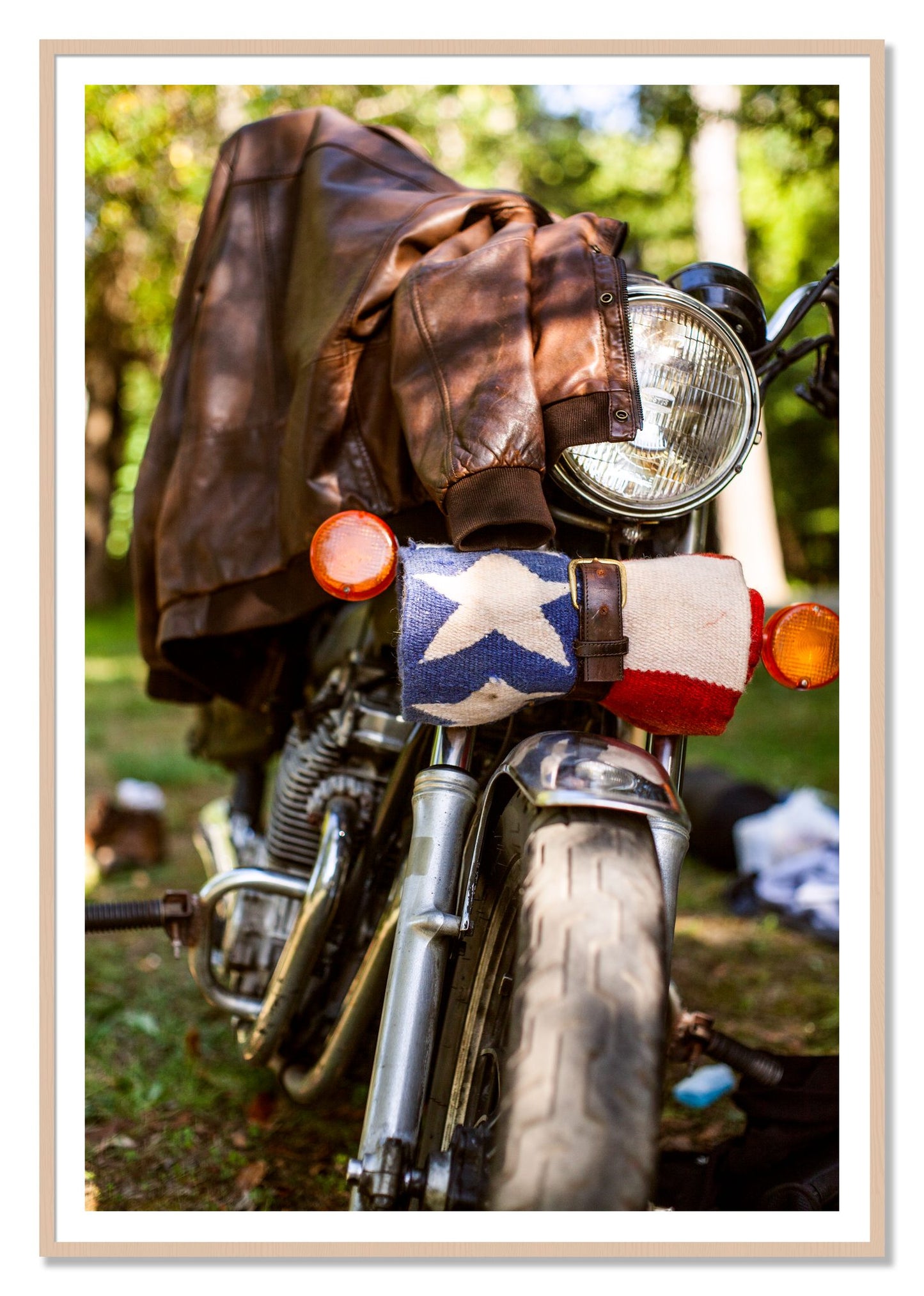 Finding Main Street by Dylan Ozanich, 48×72 print with a White Border in a Maple frame
