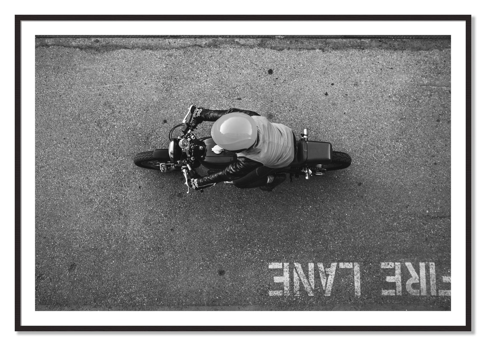 Framed photograph of Fire Lane by Dylan Ozanich, Black Walnut frame, Borders