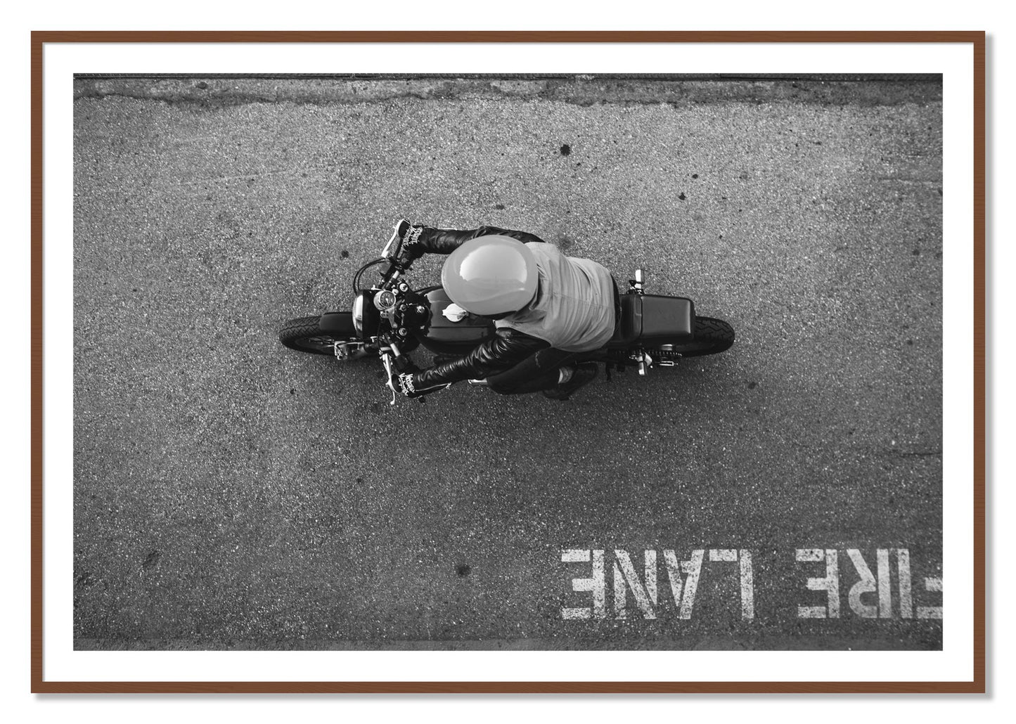 Framed photograph of Fire Lane by Dylan Ozanich, Walnut frame, Borders