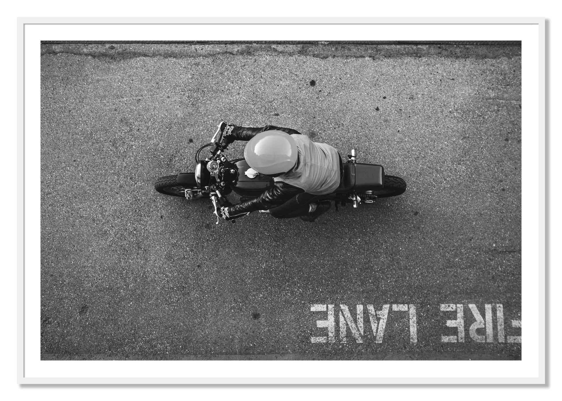 Framed photograph of Fire Lane by Dylan Ozanich, White frame, Borders