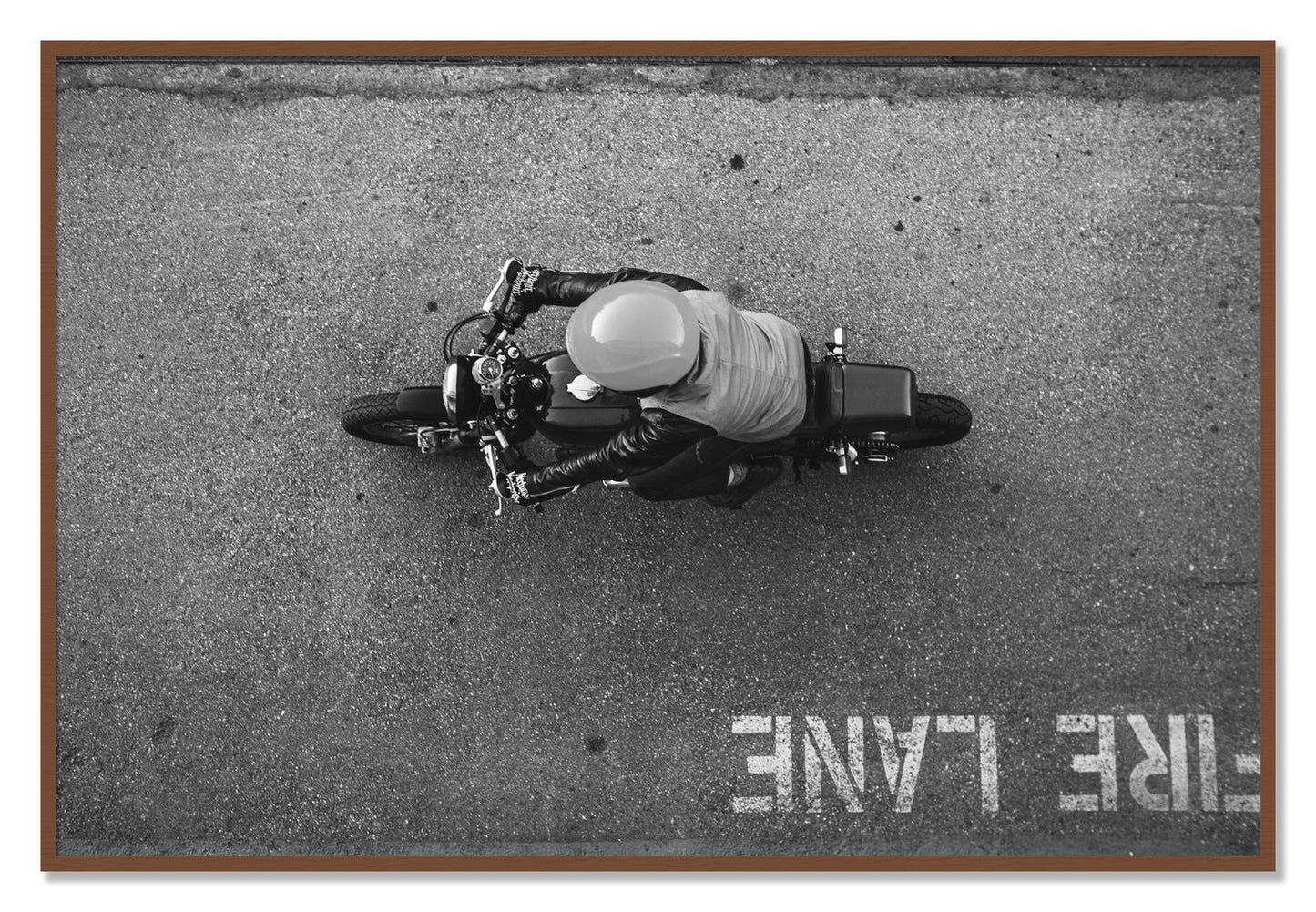 Framed photograph of Fire Lane by Dylan Ozanich, Walnut frame, Full Bleed