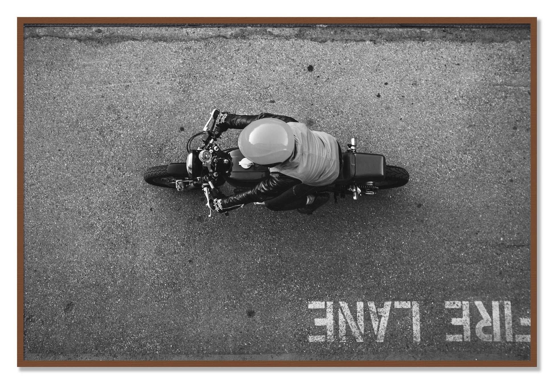 Framed photograph of Fire Lane by Dylan Ozanich, Walnut frame, Full Bleed