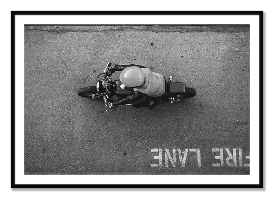 Framed photograph of Fire Lane by Dylan Ozanich, Black frame, Borders