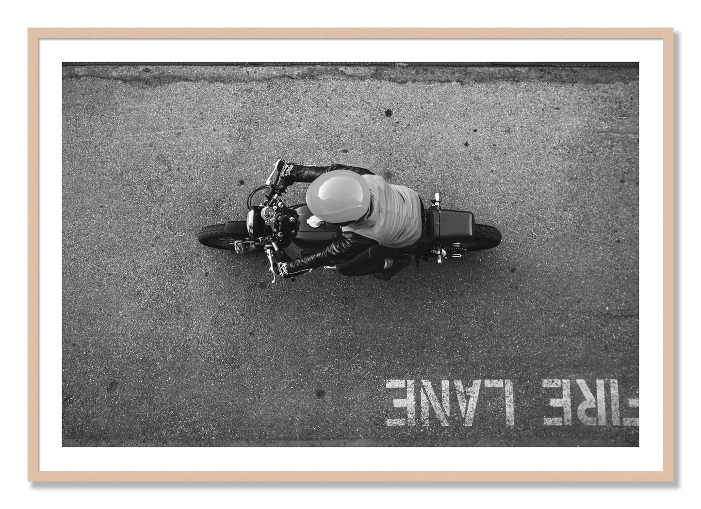 Framed photograph of Fire Lane by Dylan Ozanich, Maple frame, Borders