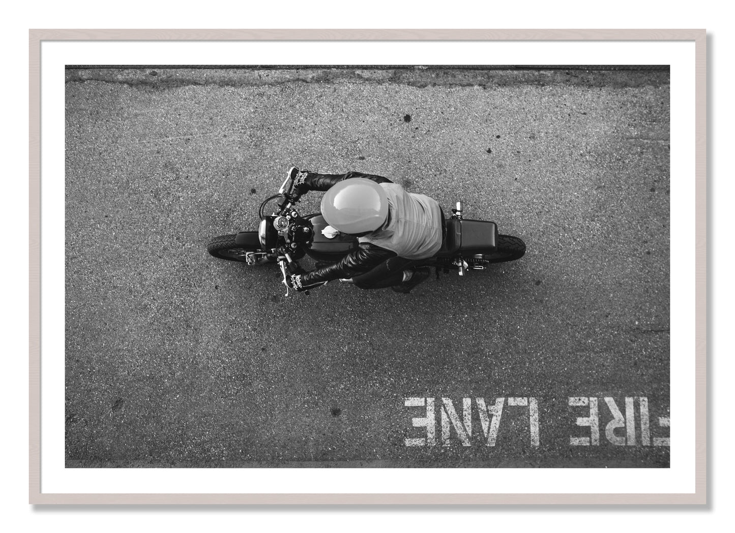 Framed photograph of Fire Lane by Dylan Ozanich, White Maple frame, Borders
