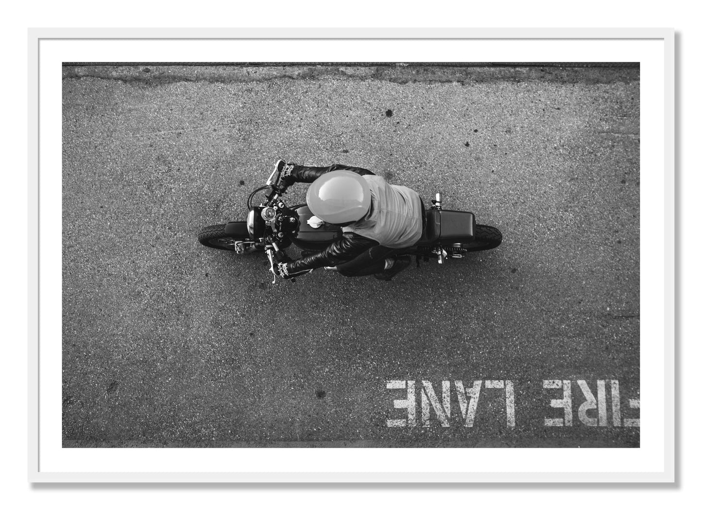 Framed photograph of Fire Lane by Dylan Ozanich, White frame, Borders