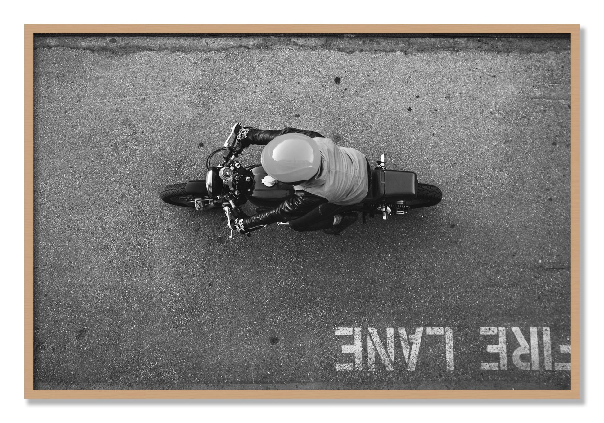 Framed photograph of Fire Lane by Dylan Ozanich, Oak frame, Full Bleed