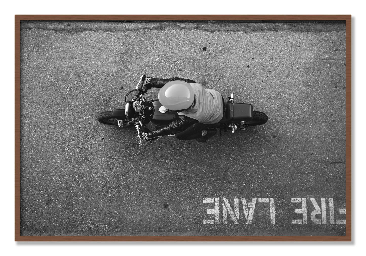 Framed photograph of Fire Lane by Dylan Ozanich, Walnut frame, Full Bleed