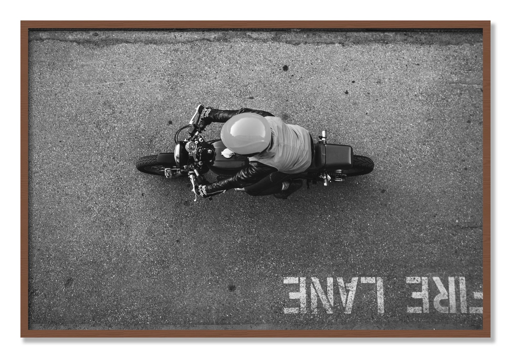 Framed photograph of Fire Lane by Dylan Ozanich, Walnut frame, Full Bleed
