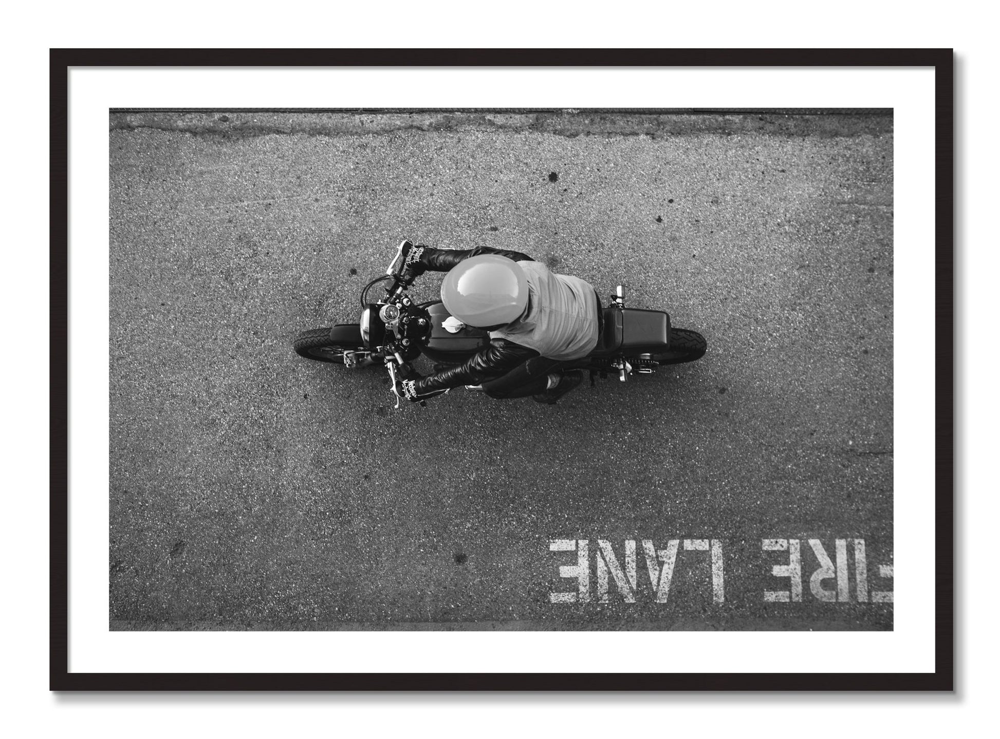 Framed photograph of Fire Lane by Dylan Ozanich, Black Walnut frame, Borders