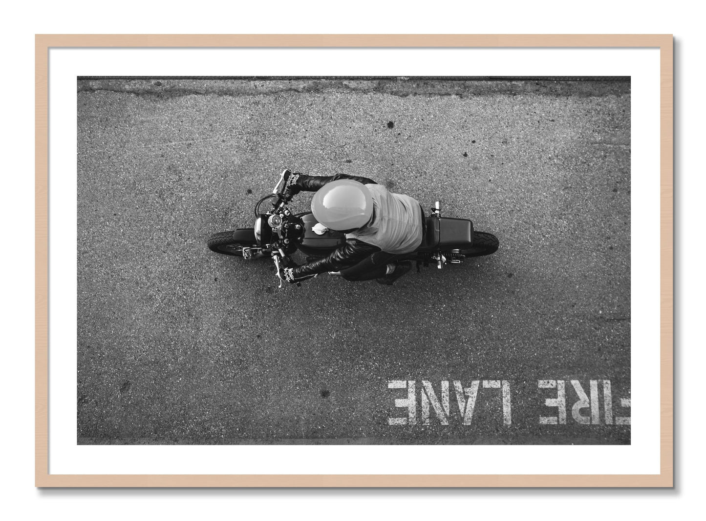 Framed photograph of Fire Lane by Dylan Ozanich, Maple frame, Borders