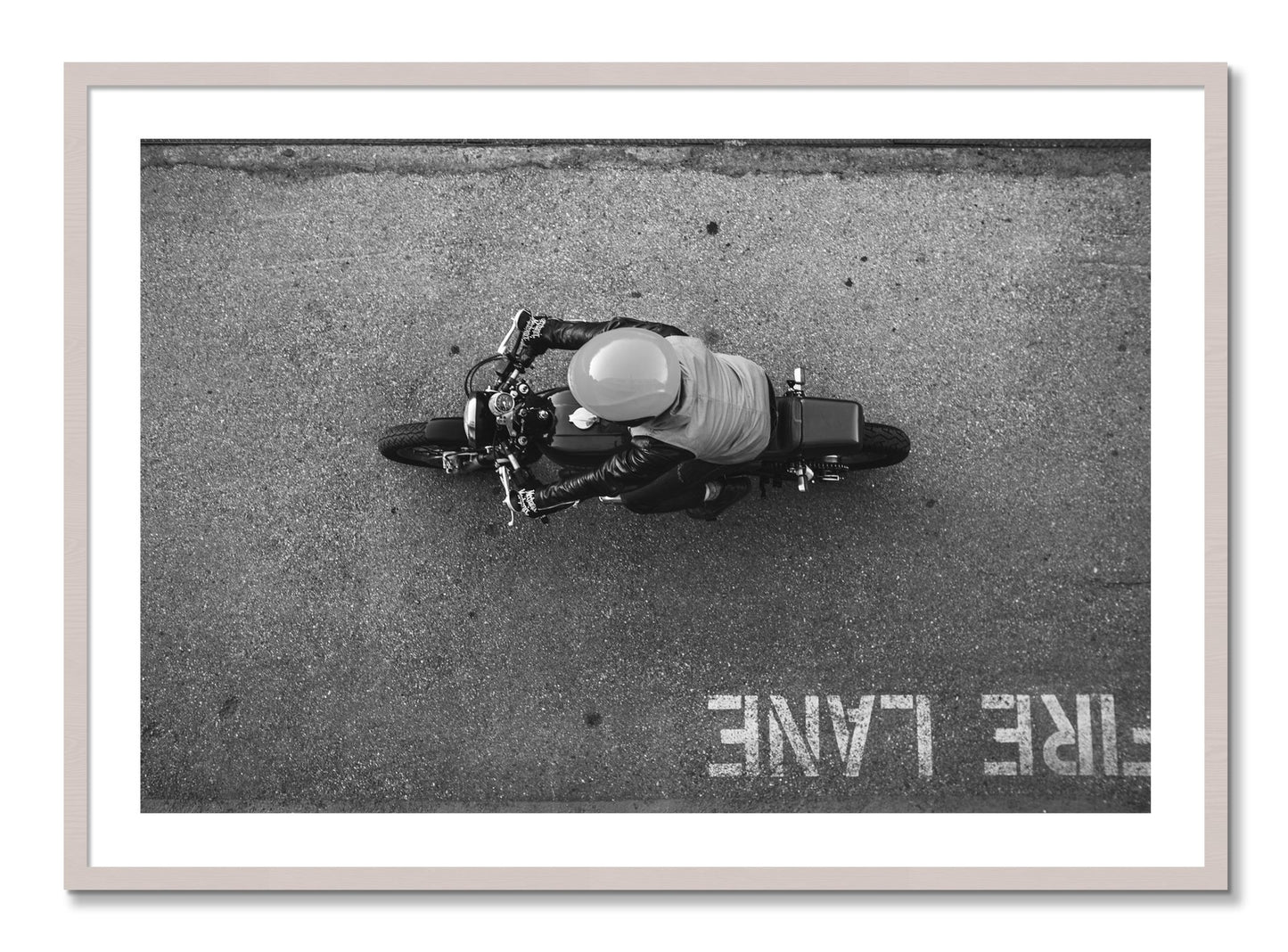 Framed photograph of Fire Lane by Dylan Ozanich, White Maple frame, Borders
