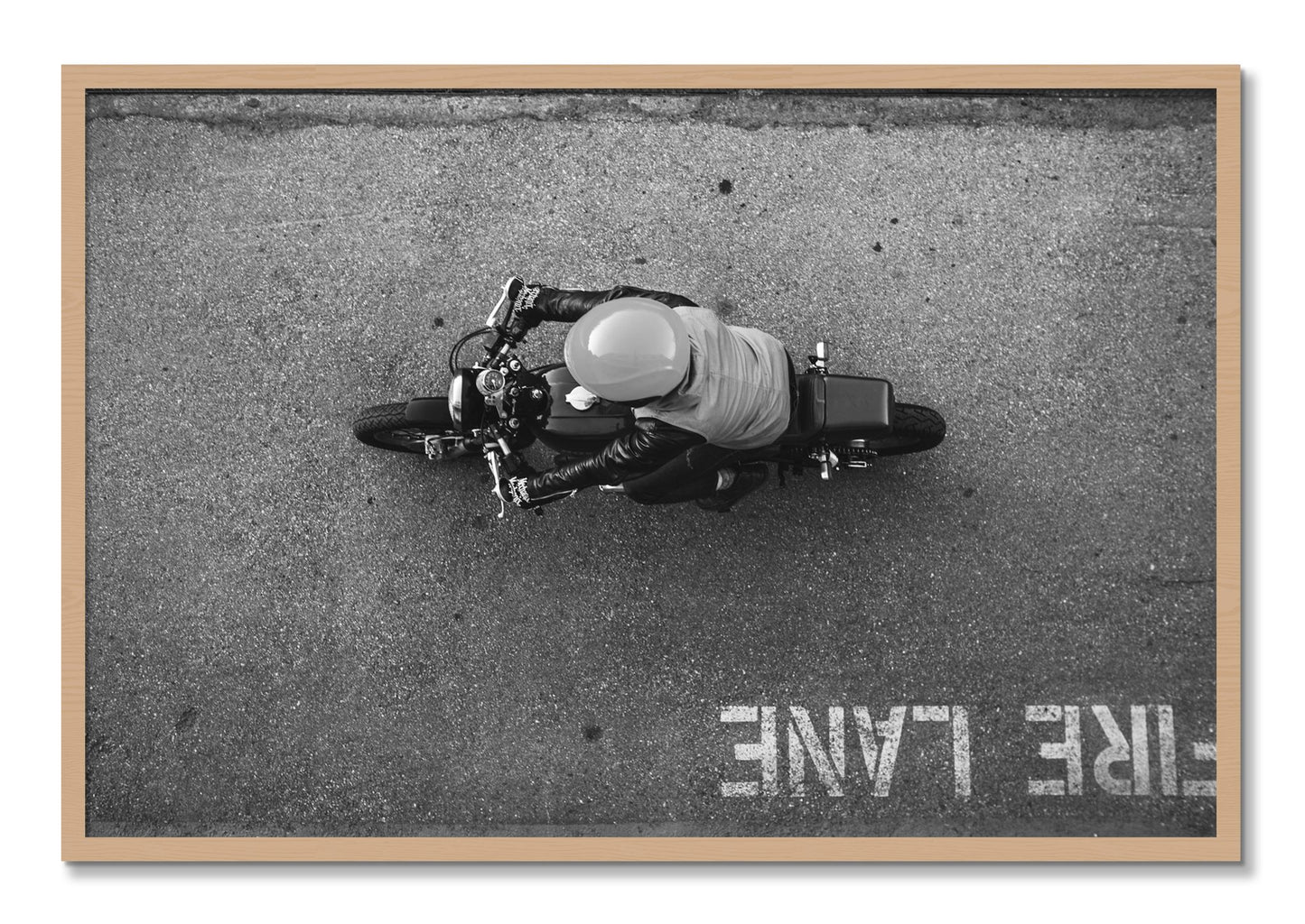 Framed photograph of Fire Lane by Dylan Ozanich, Oak frame, Full Bleed
