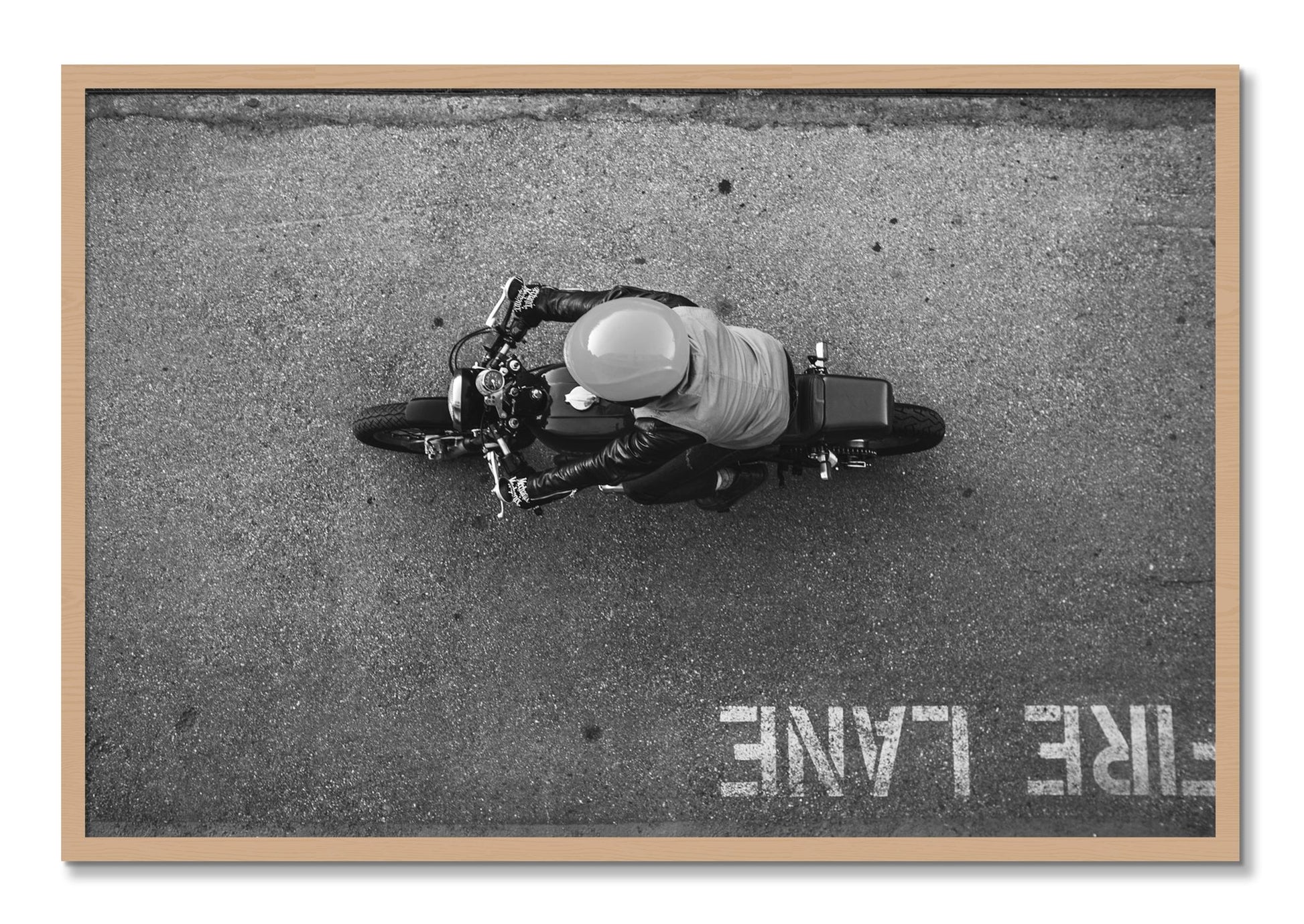 Framed photograph of Fire Lane by Dylan Ozanich, Oak frame, Full Bleed