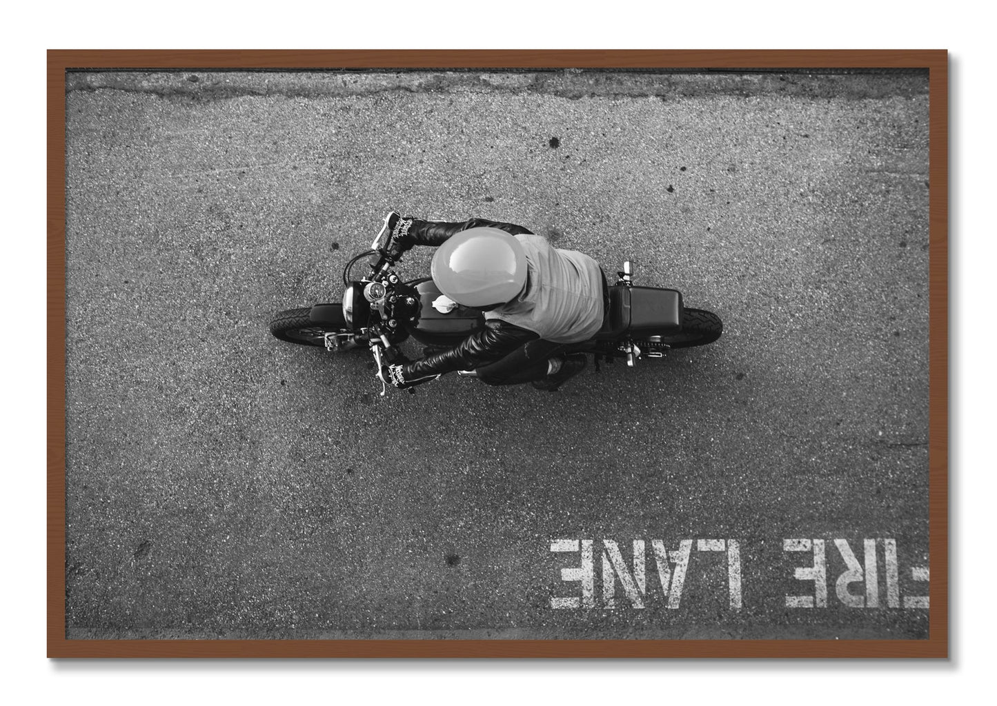 Framed photograph of Fire Lane by Dylan Ozanich, Walnut frame, Full Bleed
