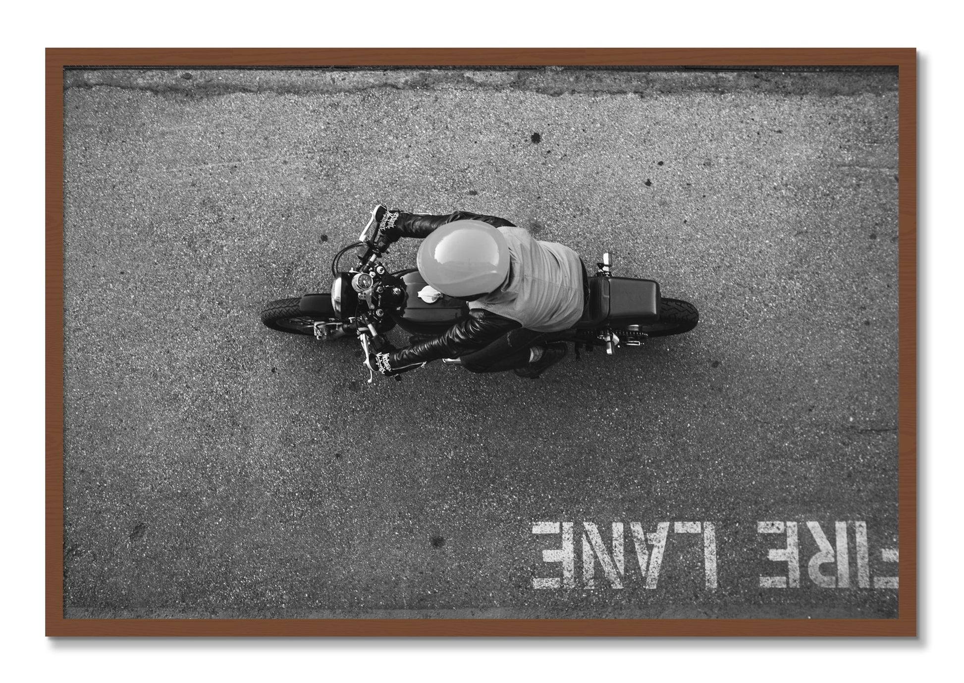 Framed photograph of Fire Lane by Dylan Ozanich, Walnut frame, Full Bleed