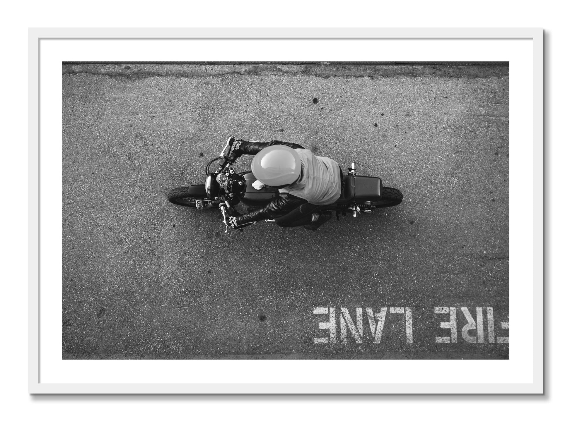 Framed photograph of Fire Lane by Dylan Ozanich, White frame, Full Bleed