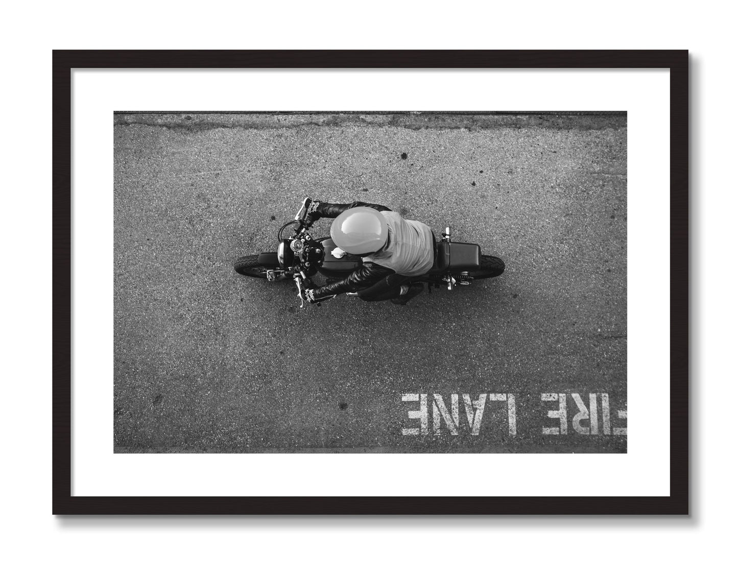 Framed photograph of Fire Lane by Dylan Ozanich, Black frame, Borders