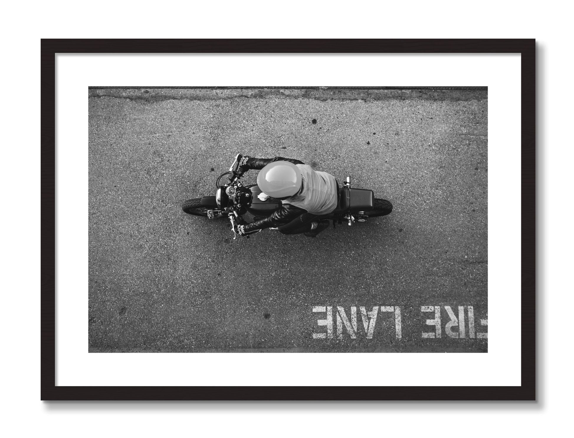 Framed photograph of Fire Lane by Dylan Ozanich, Black frame, Borders