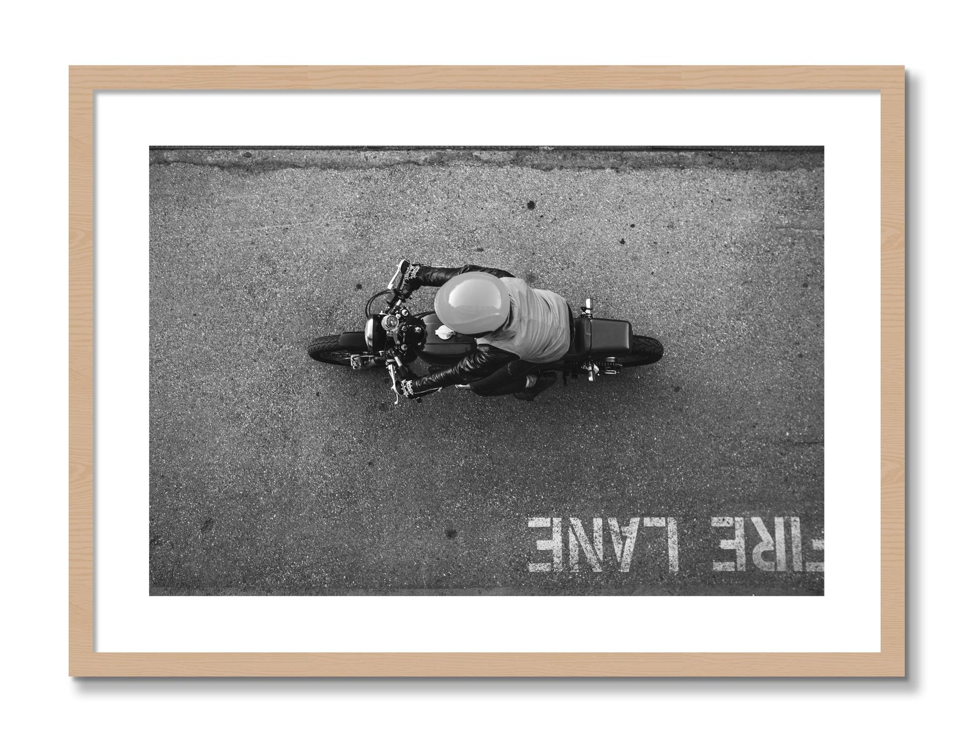 Framed photograph of Fire Lane by Dylan Ozanich, Oak frame, Borders