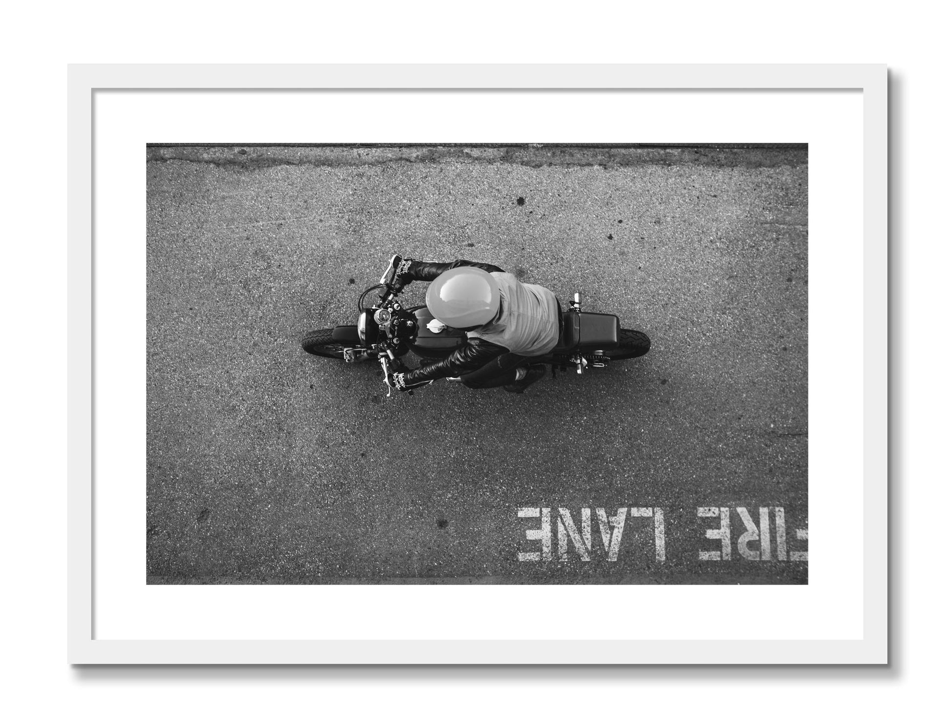 Framed photograph of Fire Lane by Dylan Ozanich, White frame, Borders