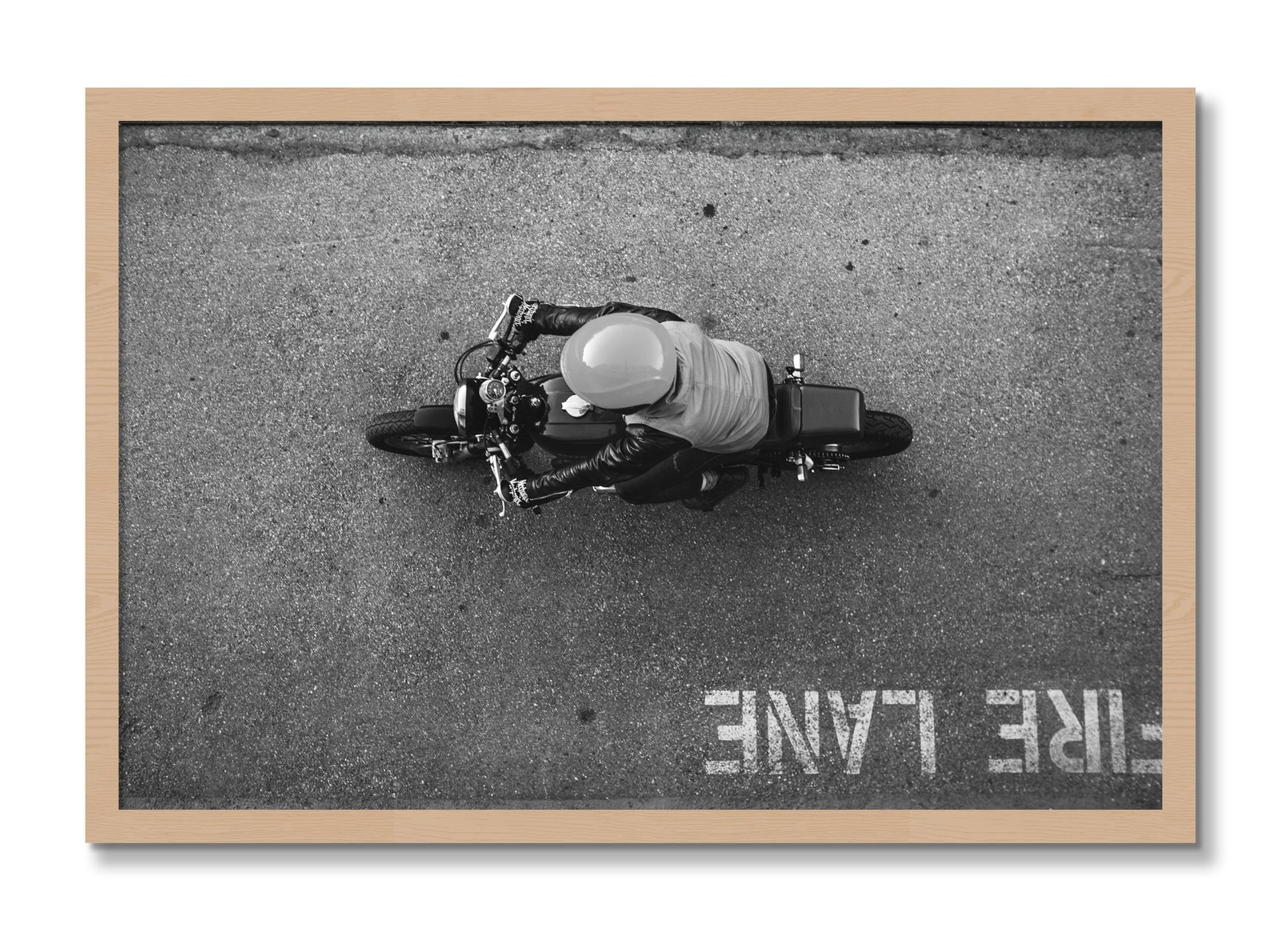 Framed photograph of Fire Lane by Dylan Ozanich, Oak frame, Full Bleed