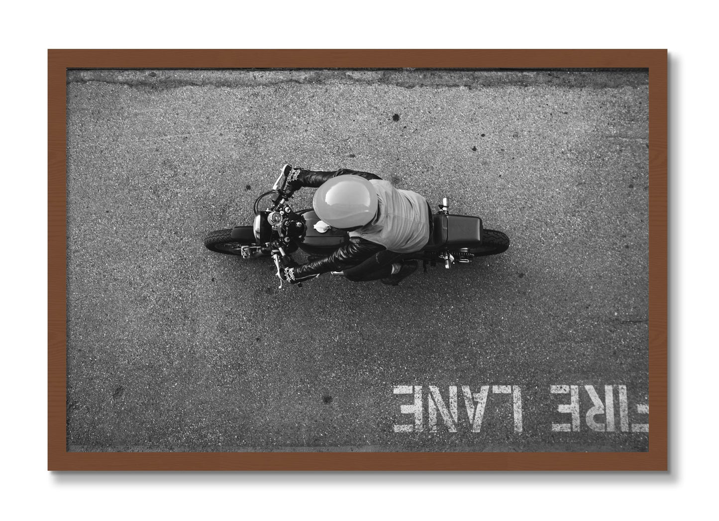 Framed photograph of Fire Lane by Dylan Ozanich, Walnut frame, Full Bleed
