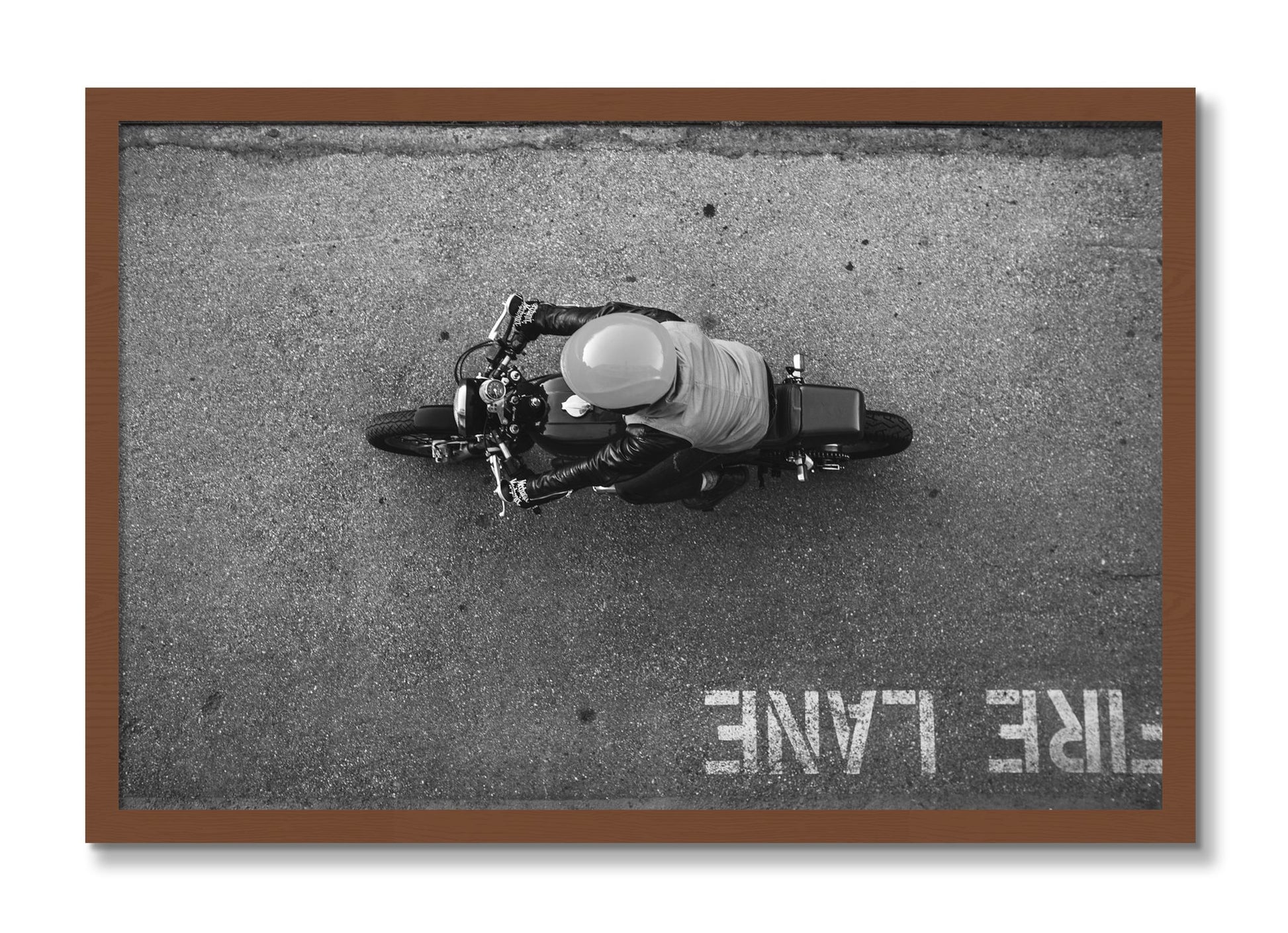 Framed photograph of Fire Lane by Dylan Ozanich, Walnut frame, Full Bleed
