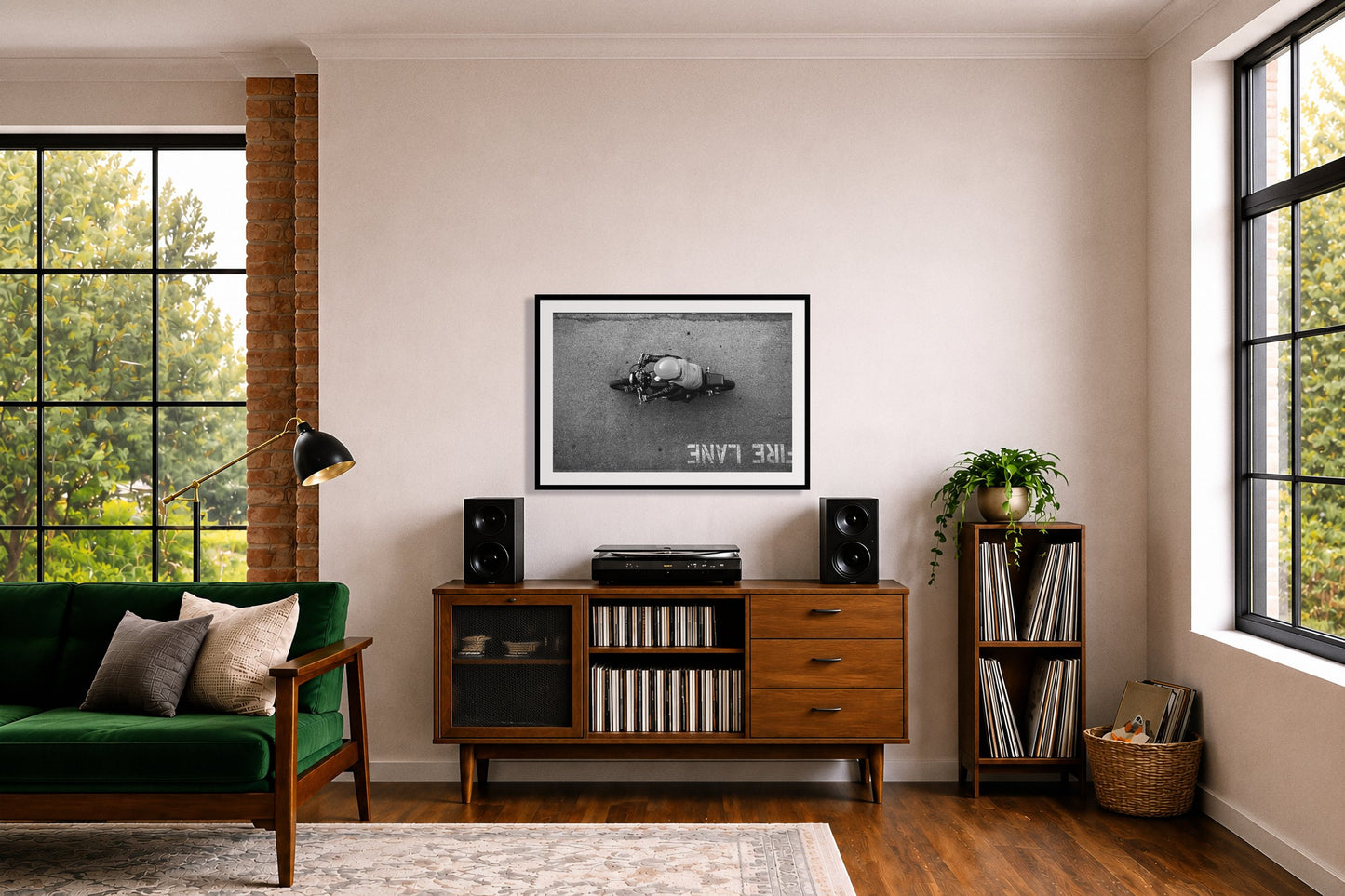 Framed photograph of Fire Lane by Dylan Ozanich displayed on a wall
