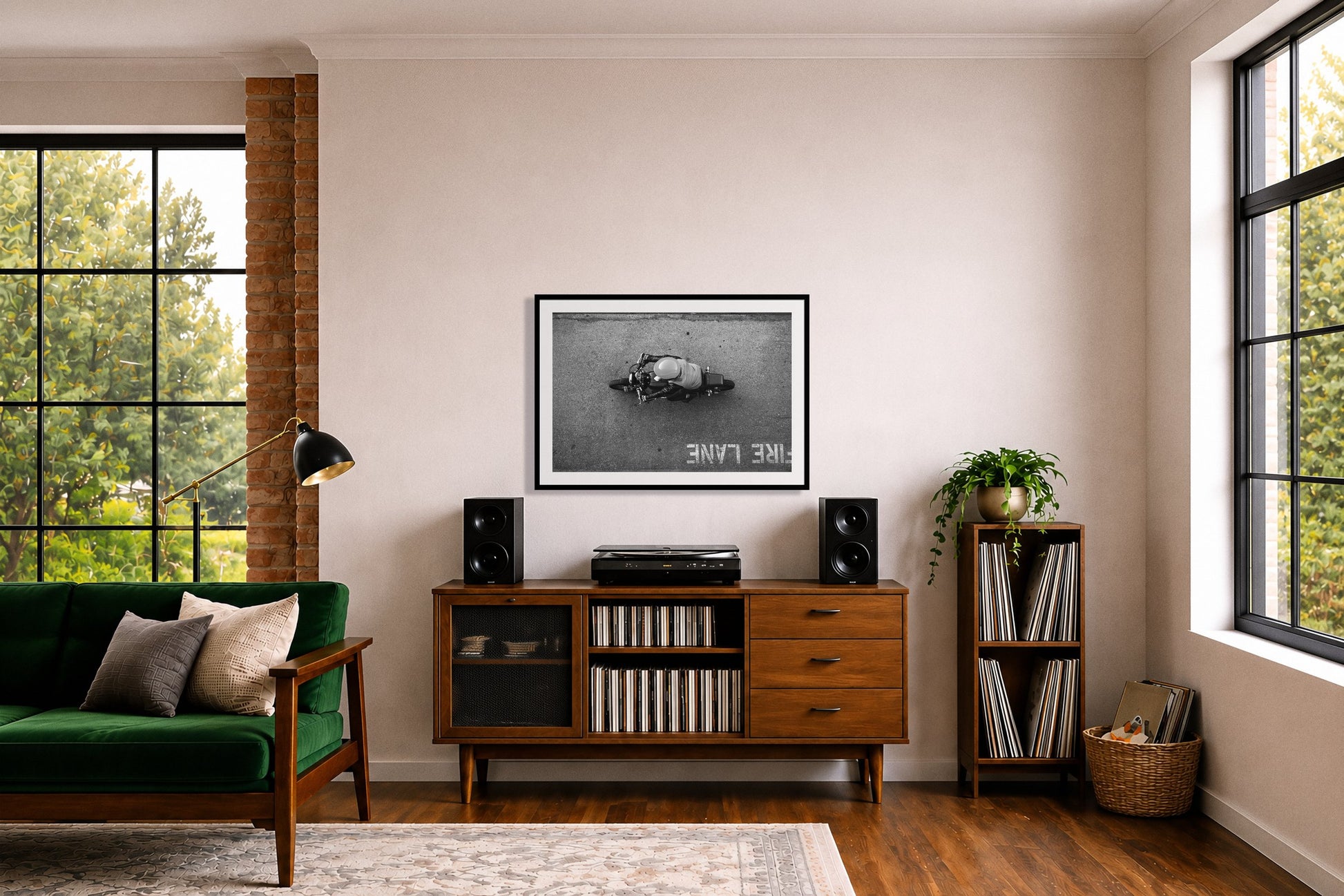 Framed photograph of Fire Lane by Dylan Ozanich displayed on a wall