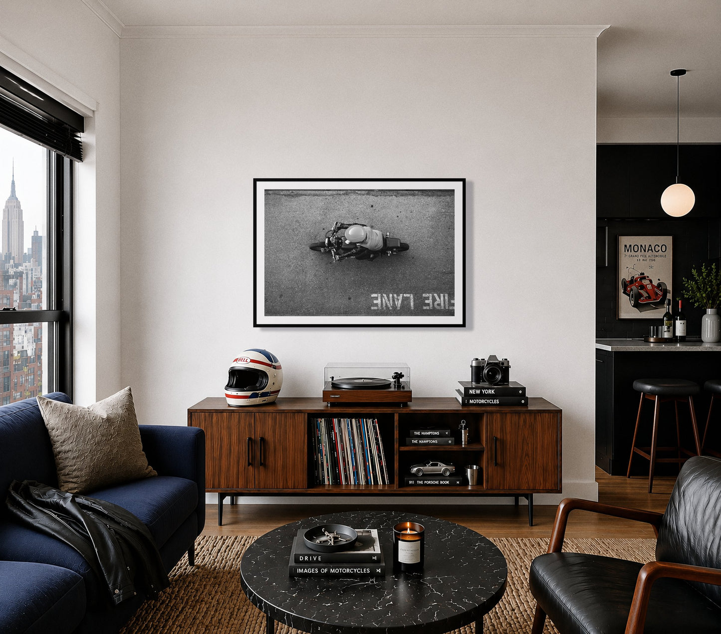 Framed photograph of Fire Lane by Dylan Ozanich displayed on a wall