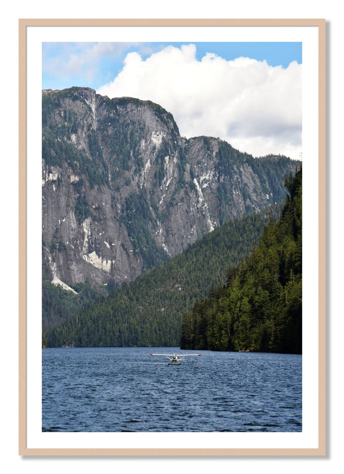 Framed photograph of Fjord Flight by Dylan Ozanich, Maple frame, Borders